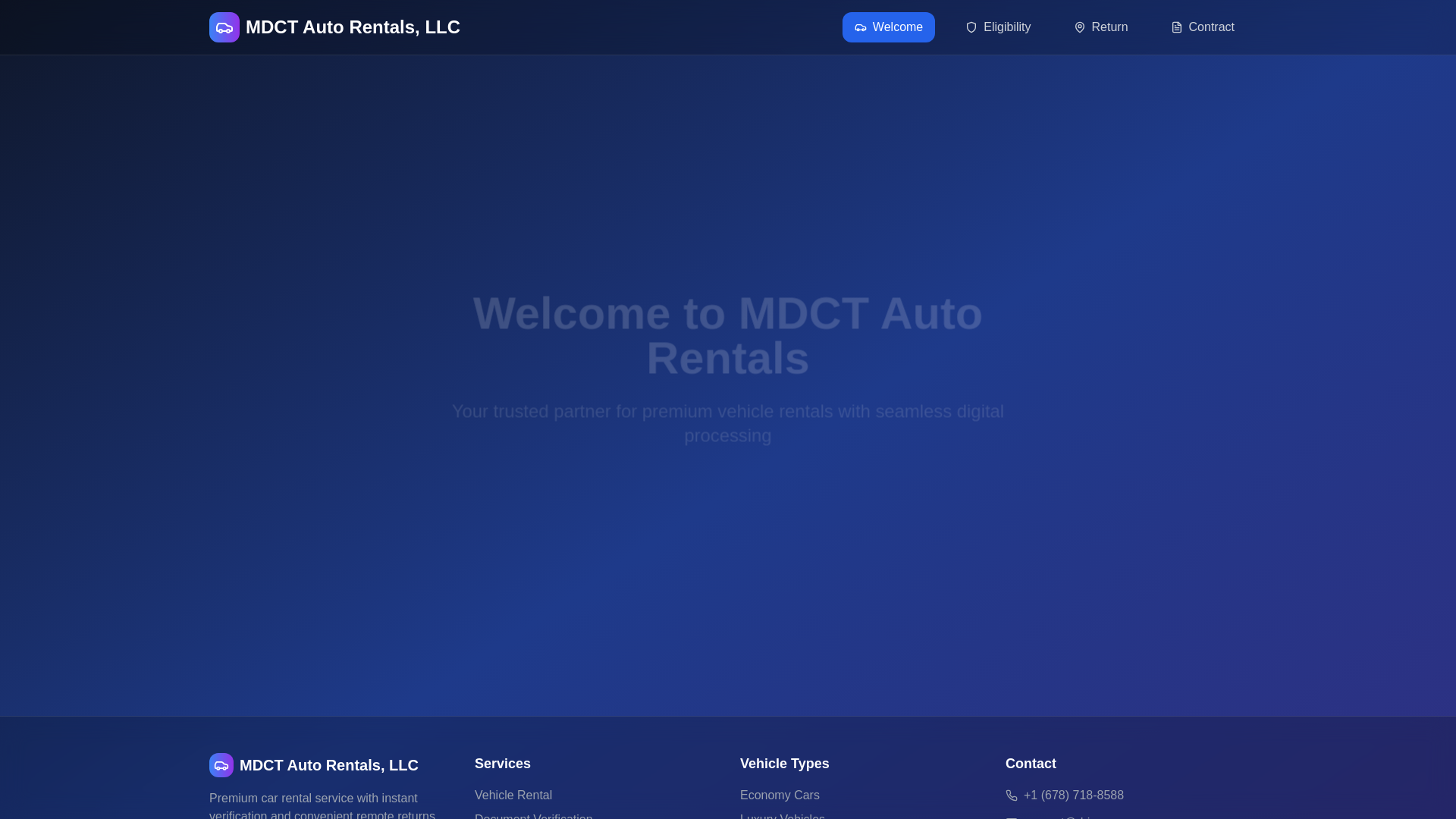 website screenshot of https://mdctautorentals.com/