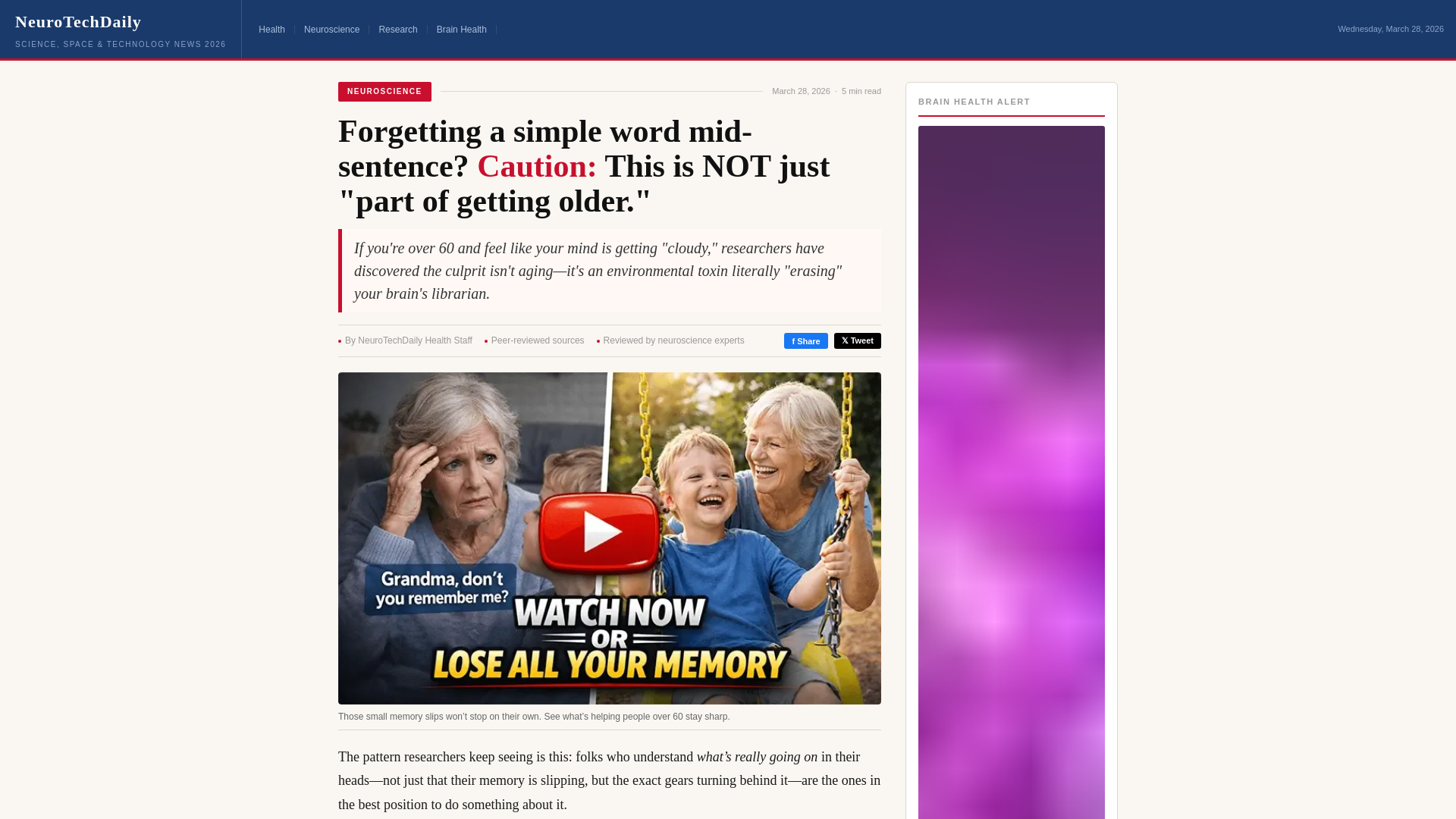 website screenshot of https://neurotechdaily.site