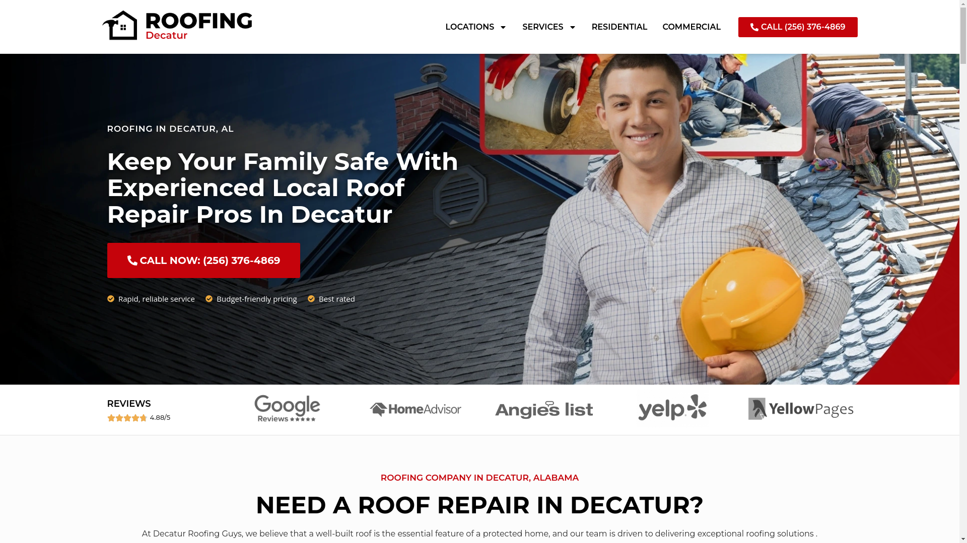 website screenshot of https://decaturroofguys.com/