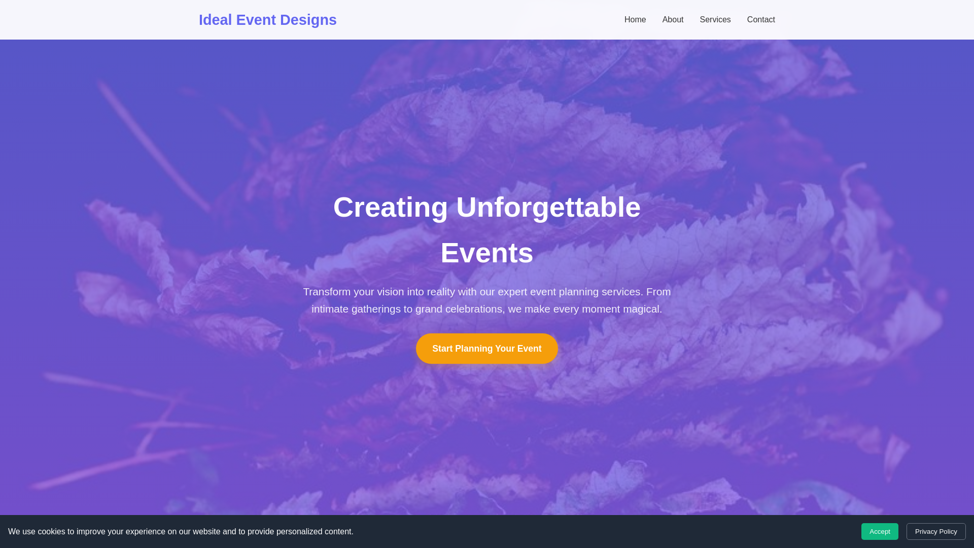 website screenshot of https://idealeventdesigns.digital/
