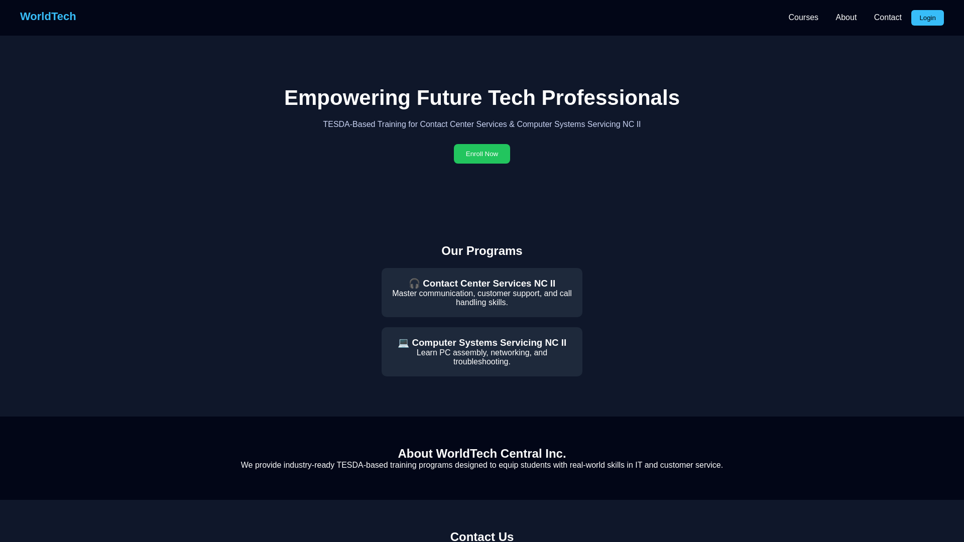 website screenshot of https://worldtech-central.pages.dev/