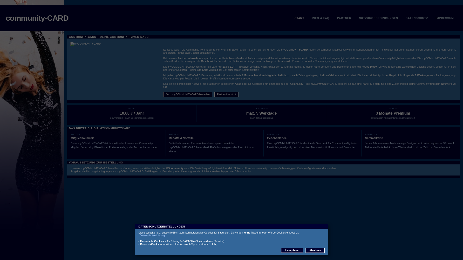 website screenshot of https://mycommunitycard.de/