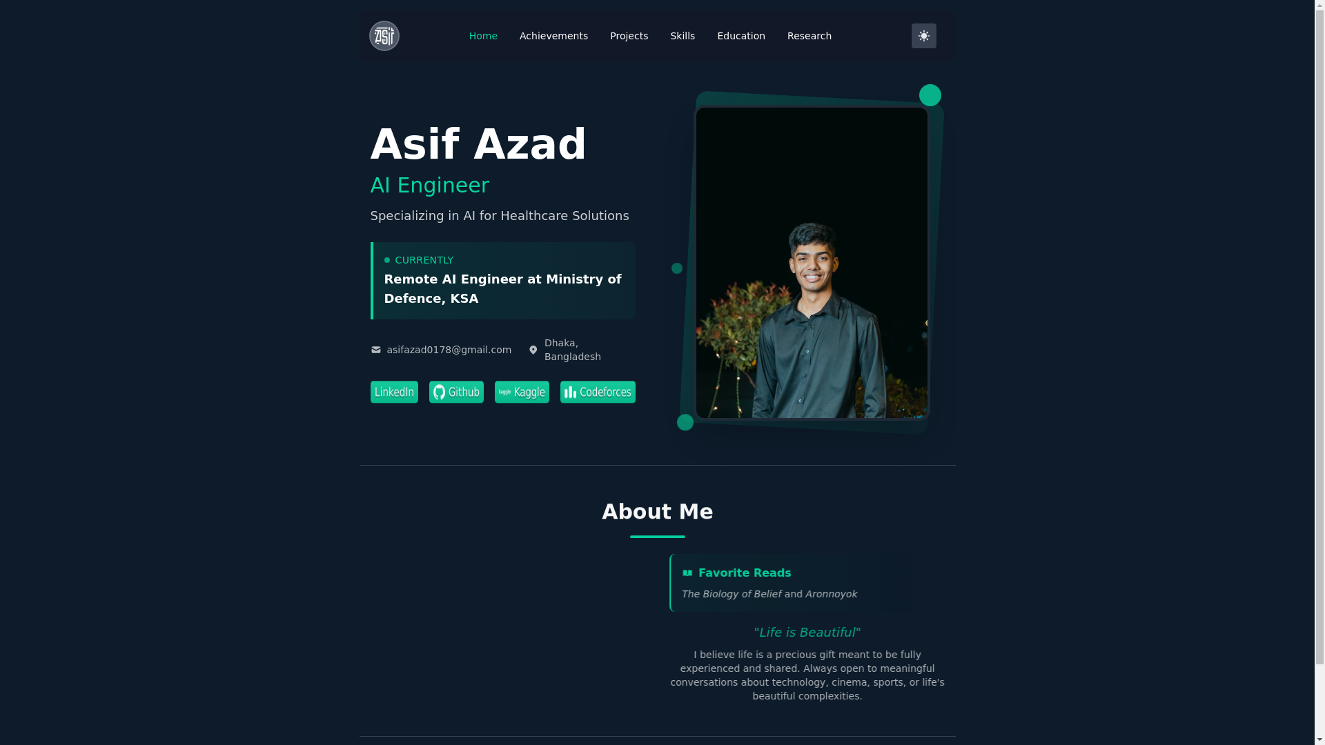website screenshot of https://asifazad.me/