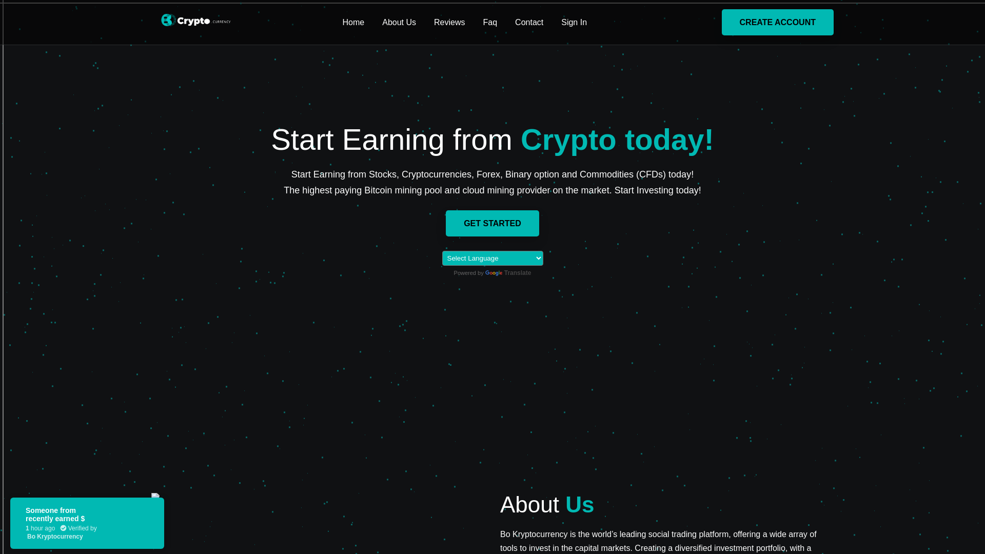 website screenshot of http://bokryptocurrency.pro/