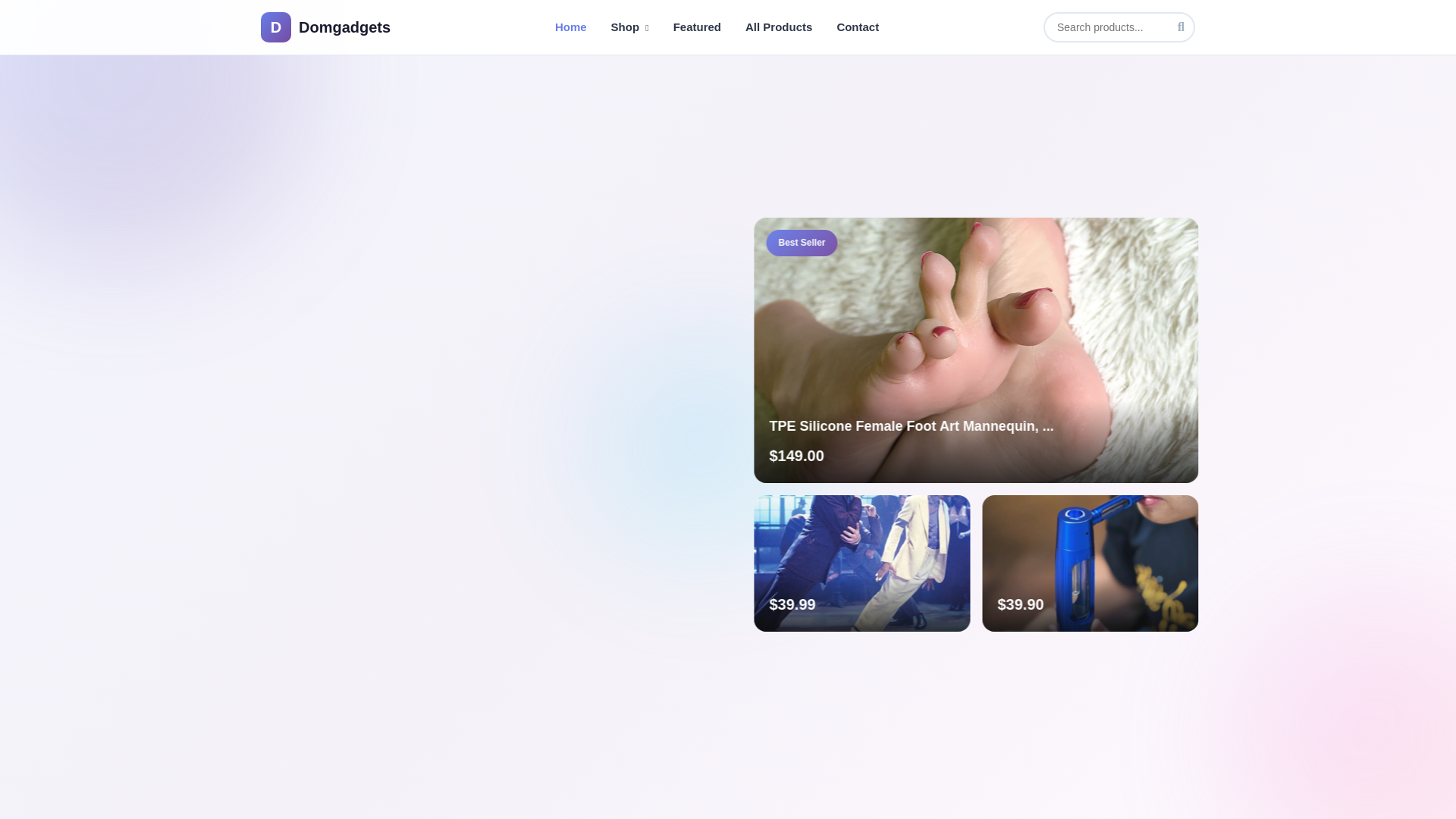 website screenshot of https://domgadgets.store/
