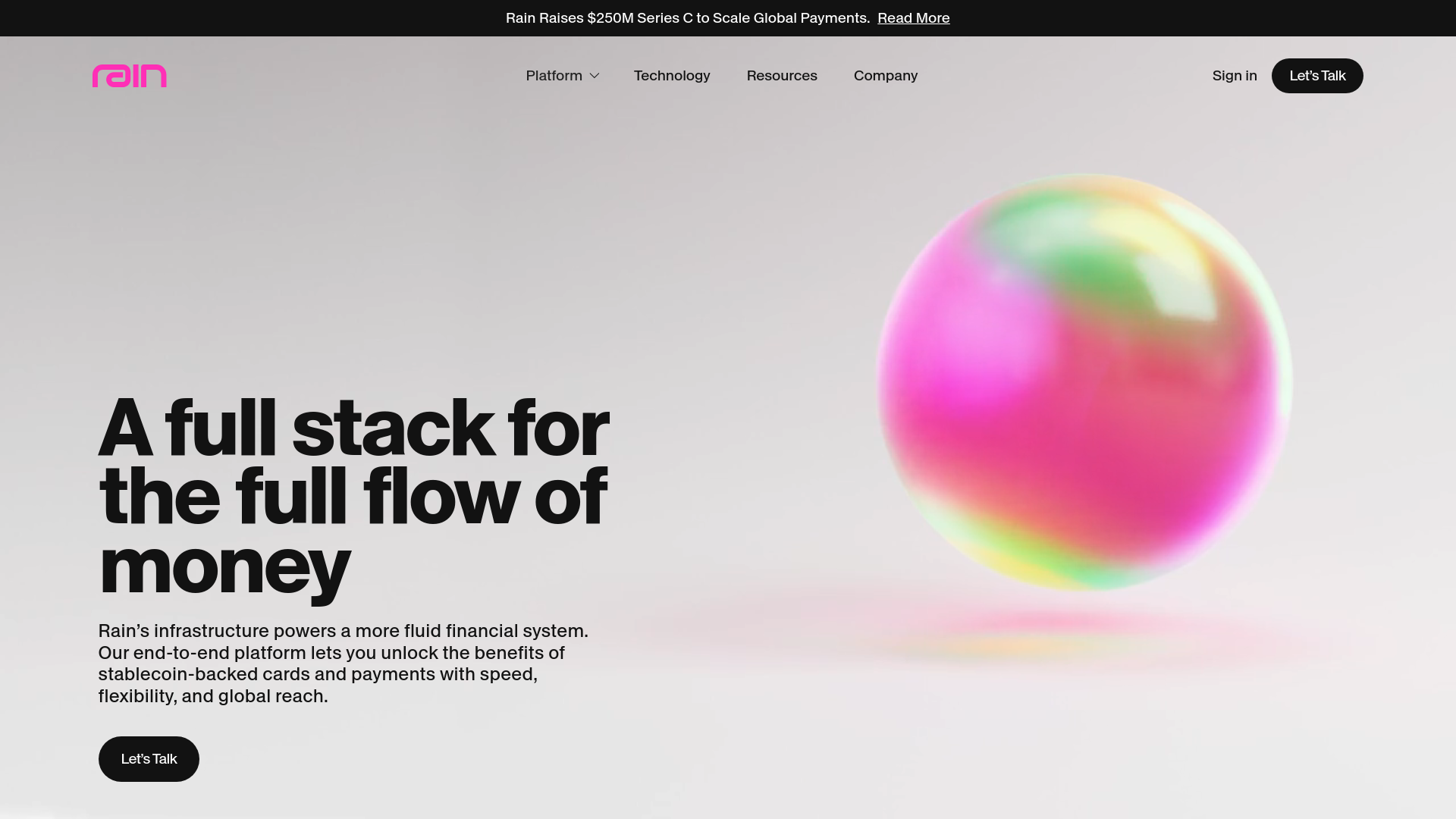 website screenshot of https://rain.xyz/