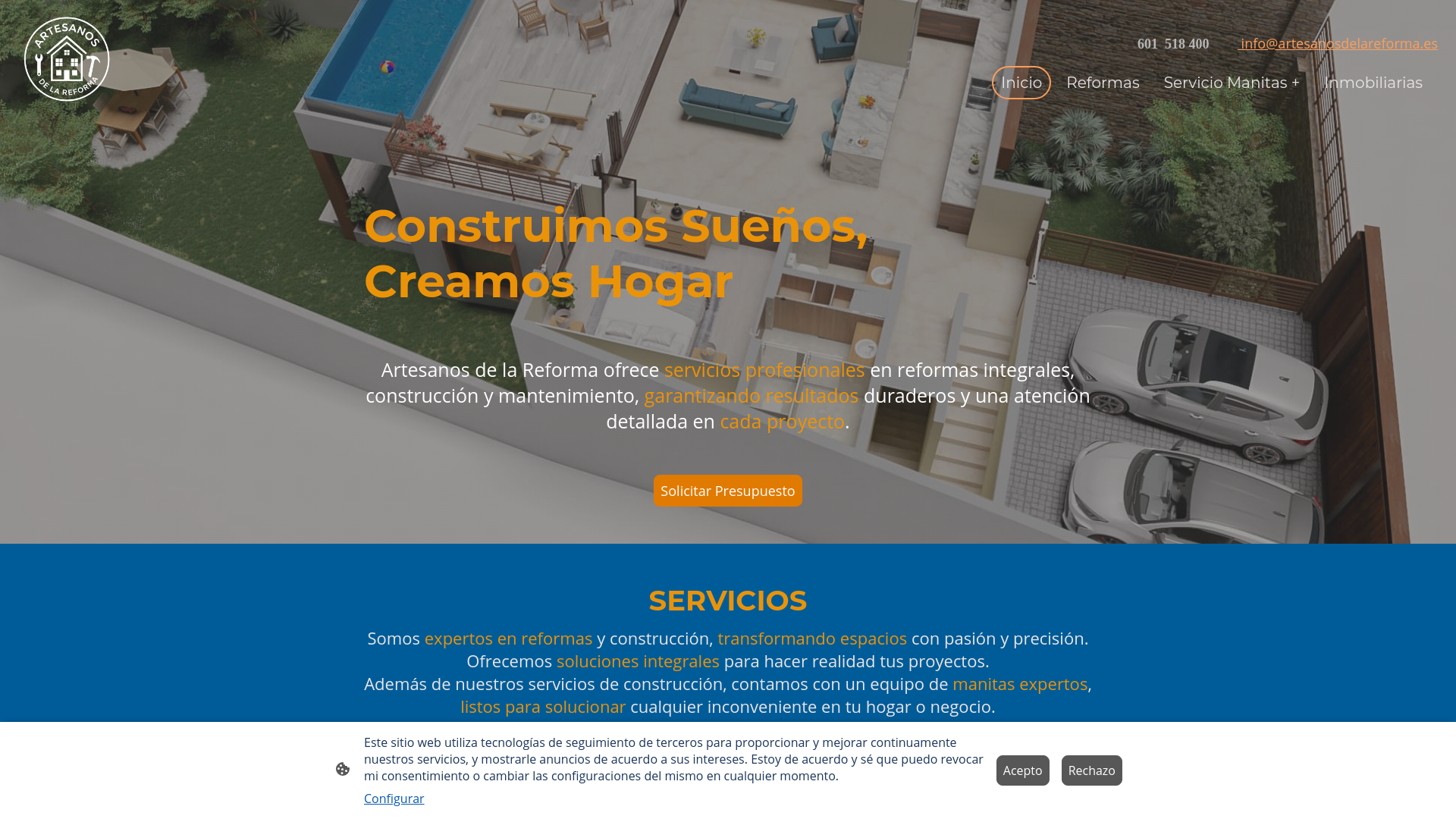 website screenshot of https://artesanosdelareforma.es/