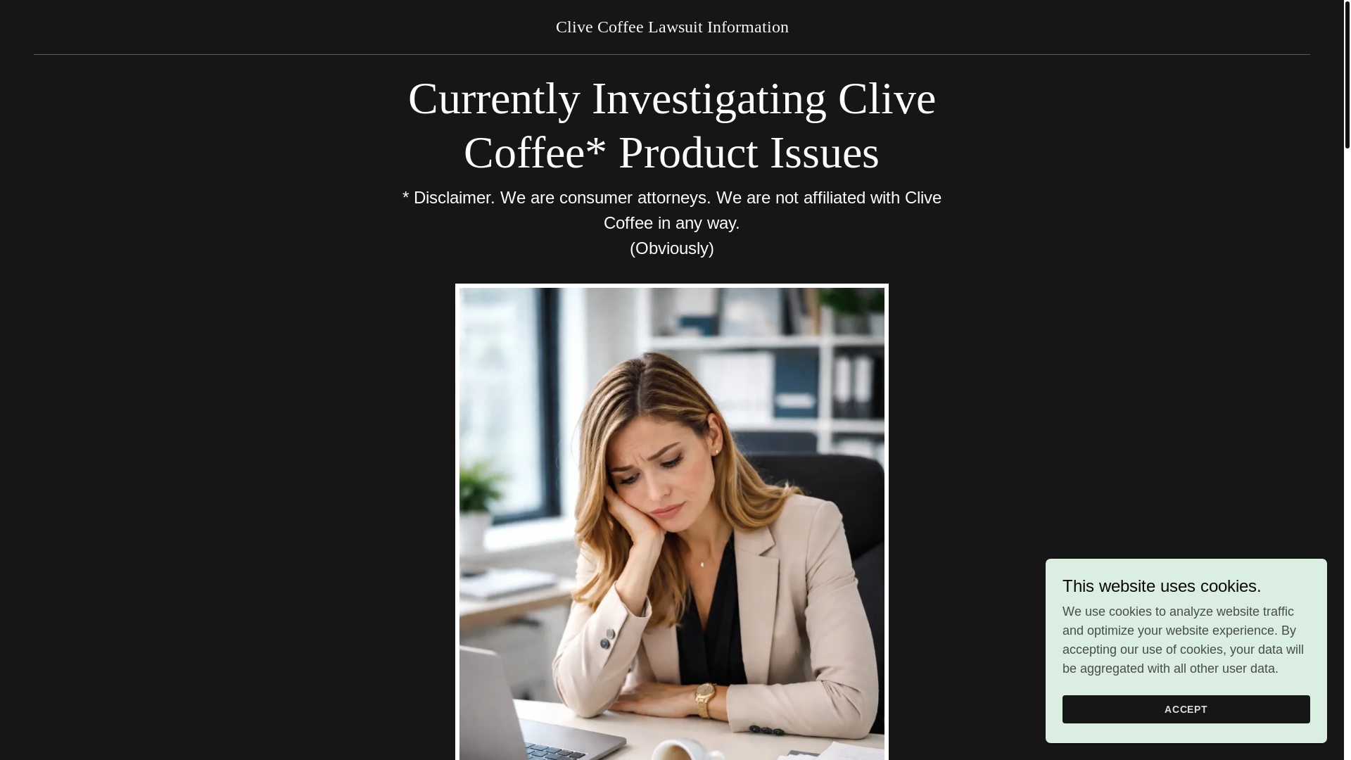 website screenshot of https://clivecoffeelawsuit.com/