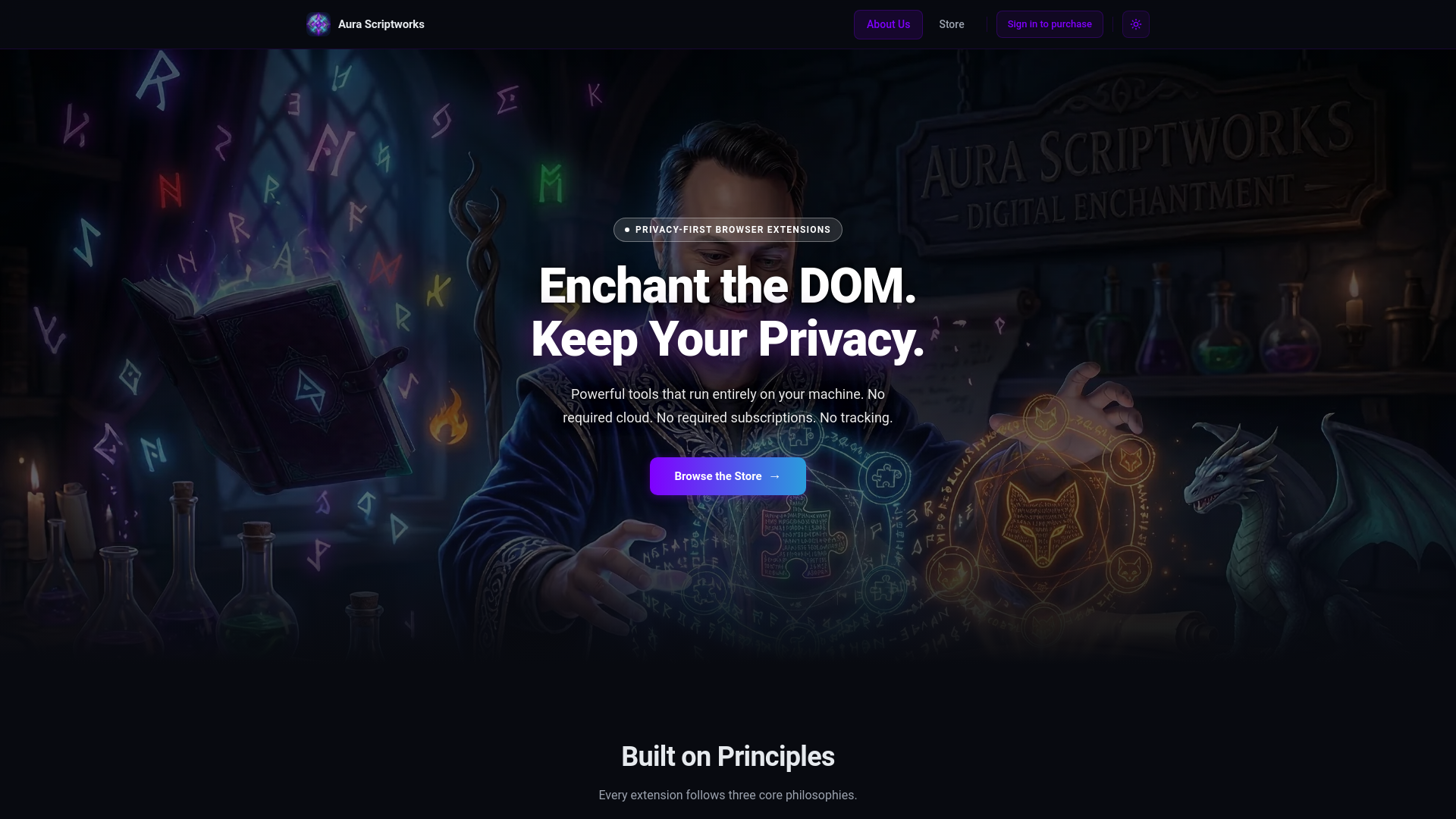 website screenshot of https://aurascriptworks-web.pages.dev/