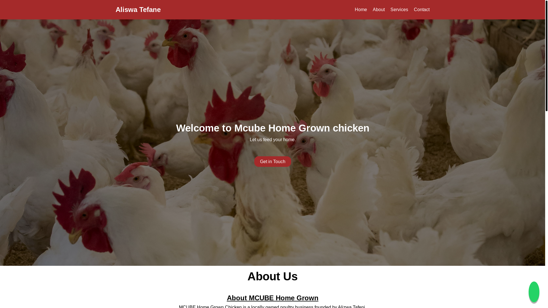 website screenshot of https://mcubechicken.co.za/