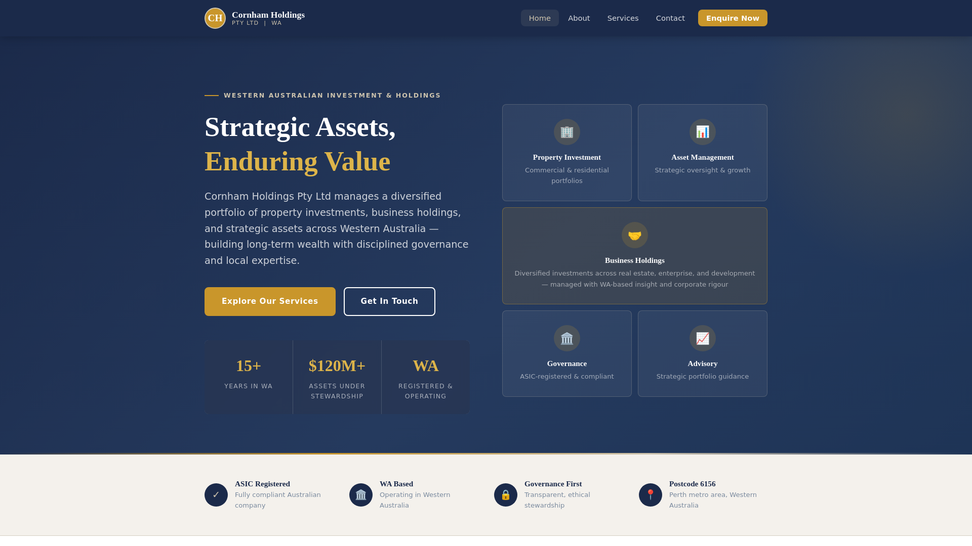 website screenshot of https://cornhamholdingspty.site/