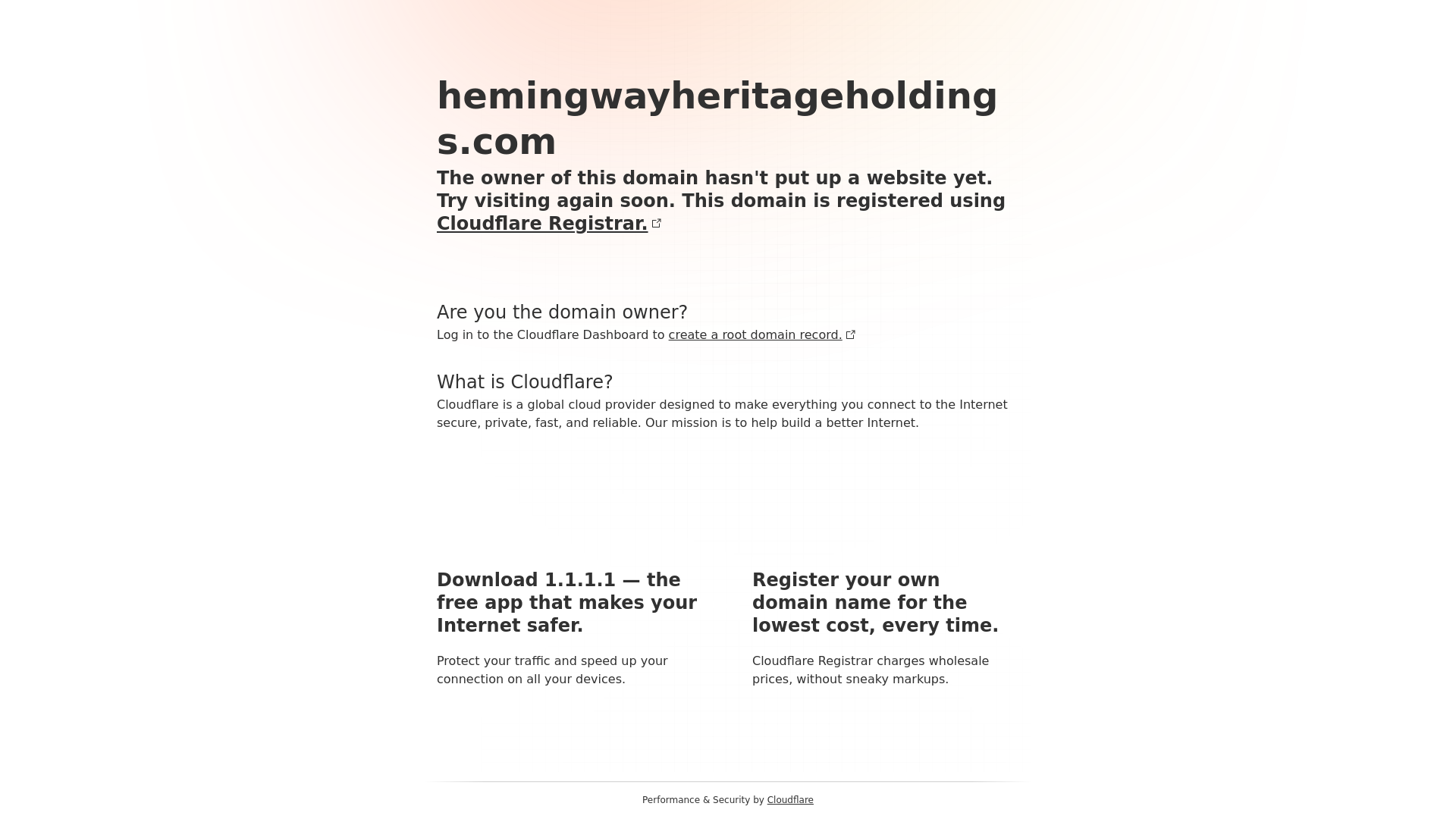 website screenshot of https://hemingwayheritageholdings.com/
