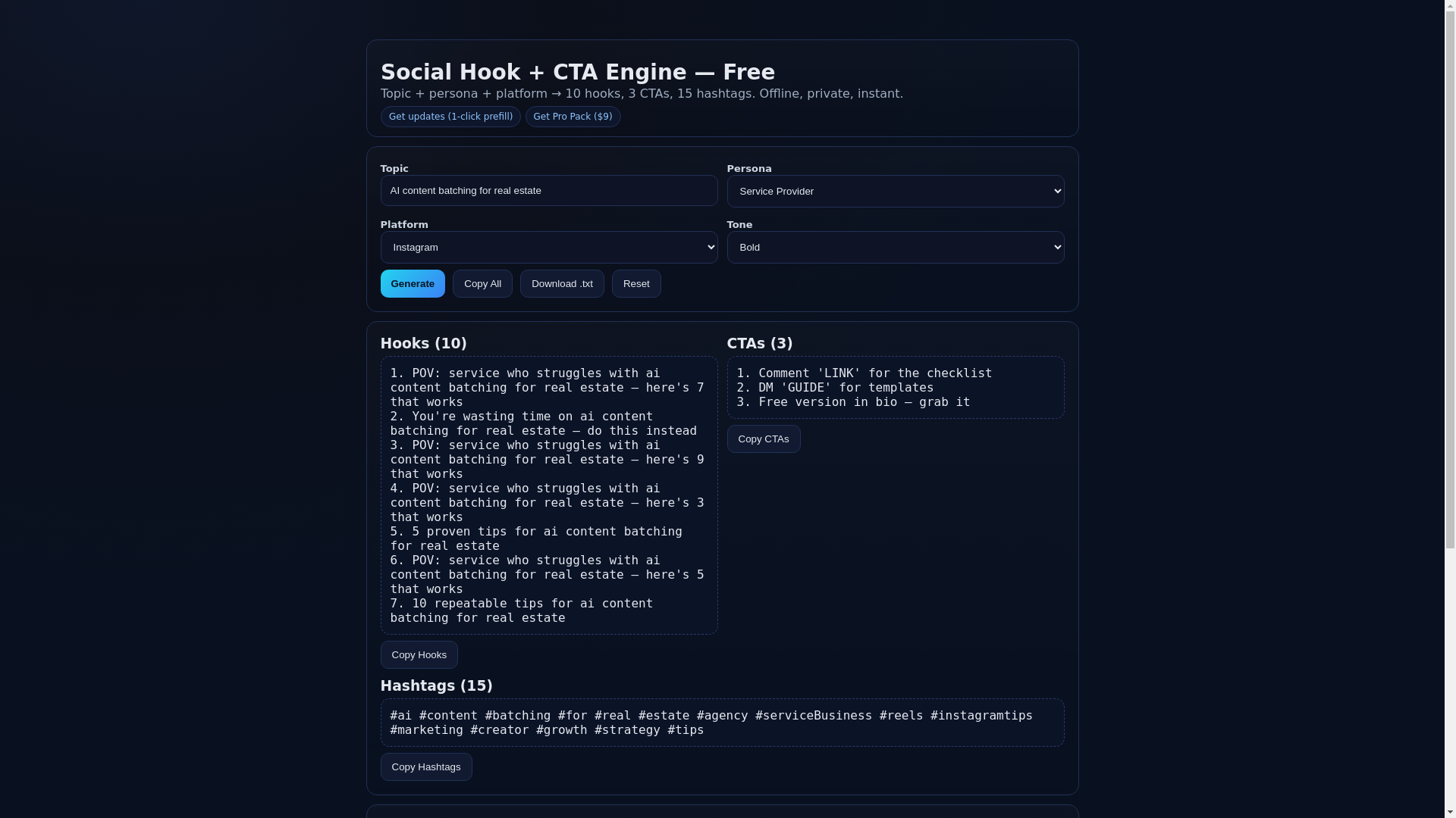 website screenshot of https://social-hook-cta-engine.pages.dev/