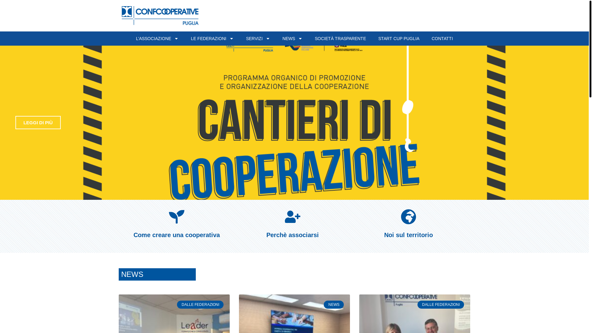 website screenshot of https://confcooperativepuglia.eu/