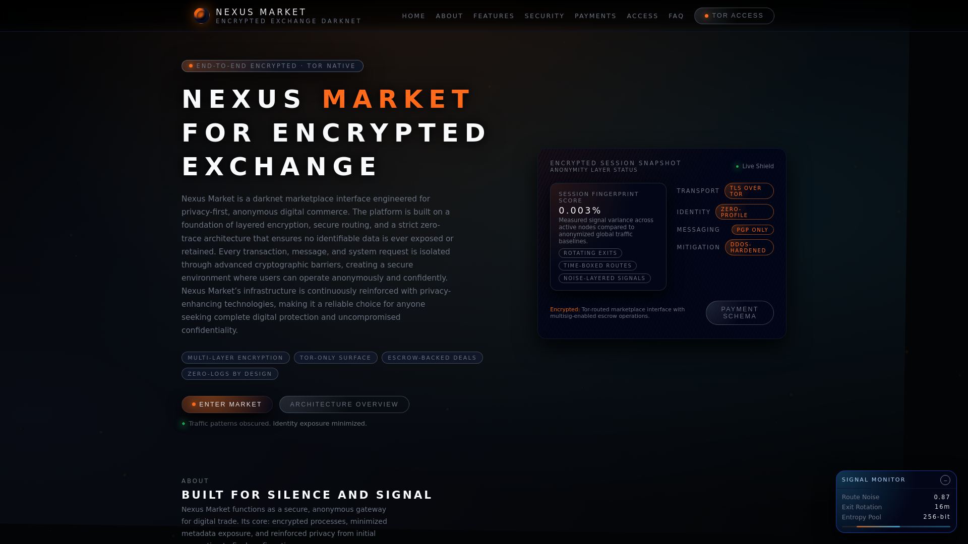 website screenshot of https://nexus5darknet.info/