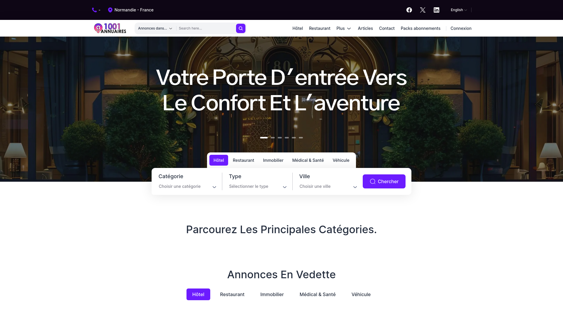 website screenshot of https://1001annuaires.fr