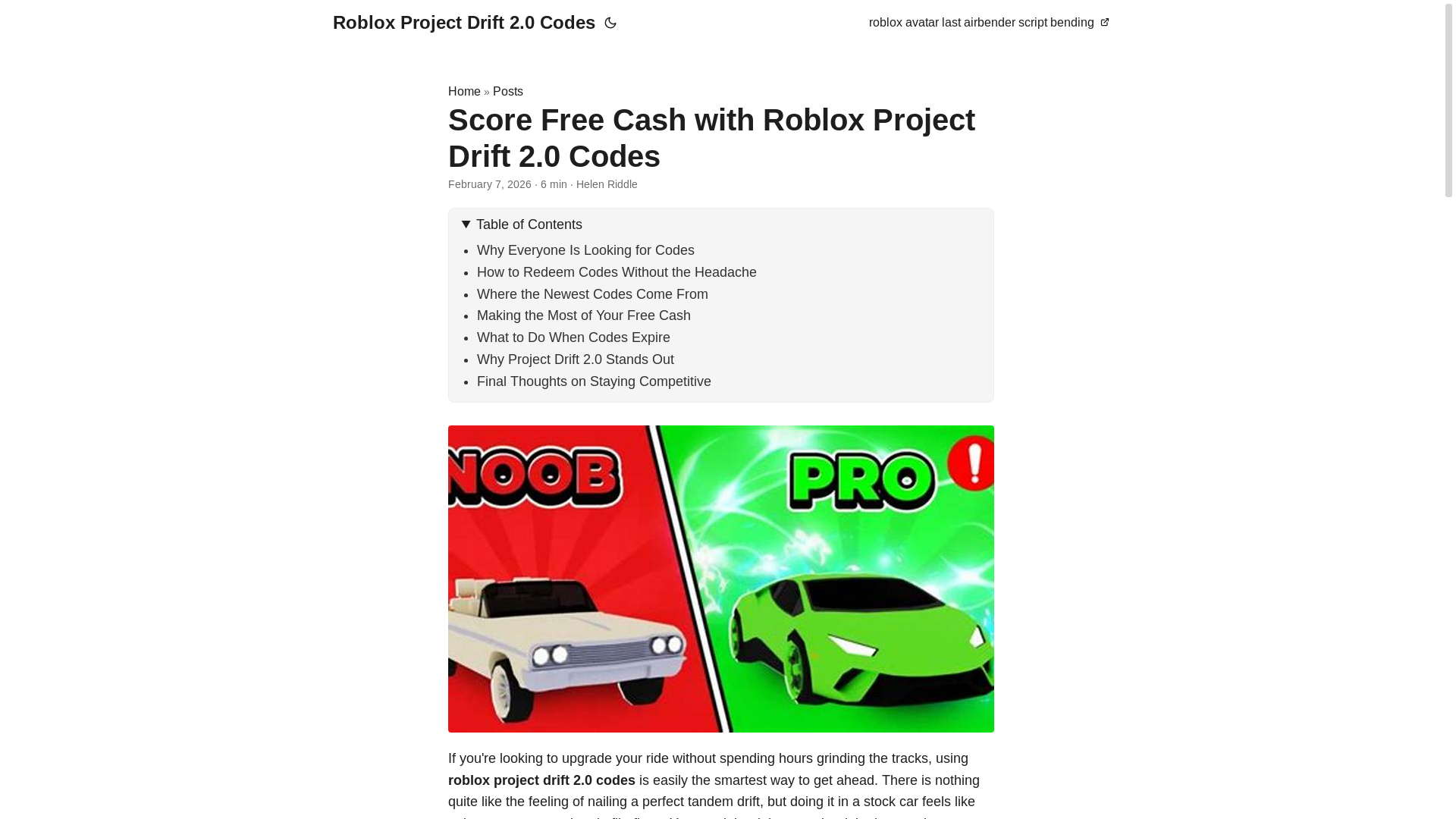 website screenshot of https://roblox-project-drift-20-codes.pages.dev/