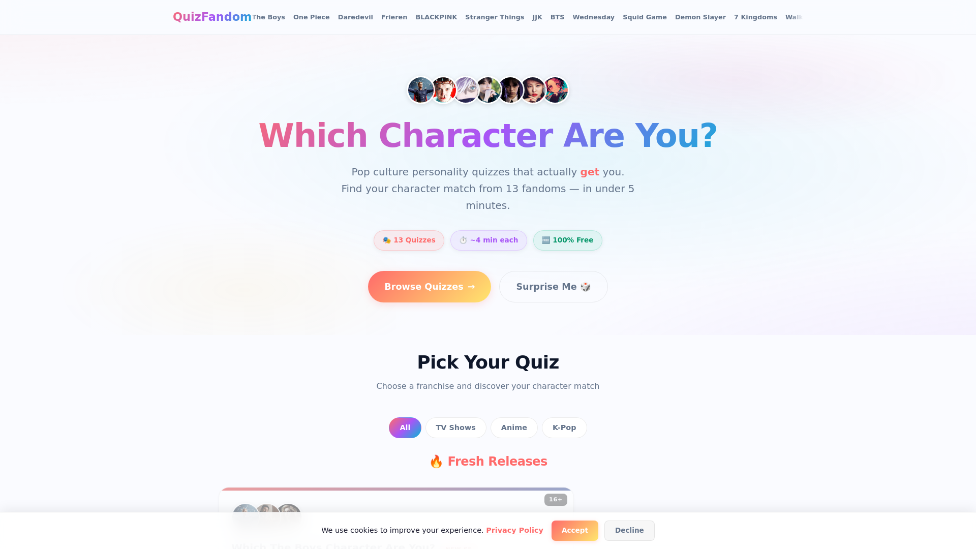website screenshot of https://quizfandom.pages.dev/