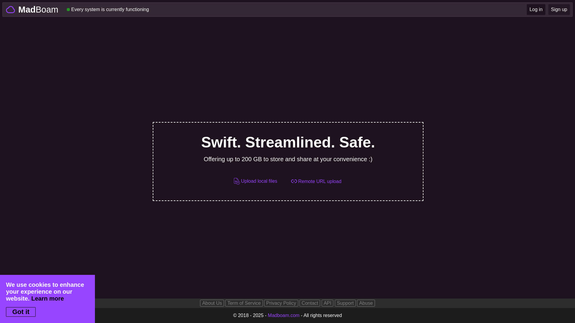 website screenshot of https://madboam.com/