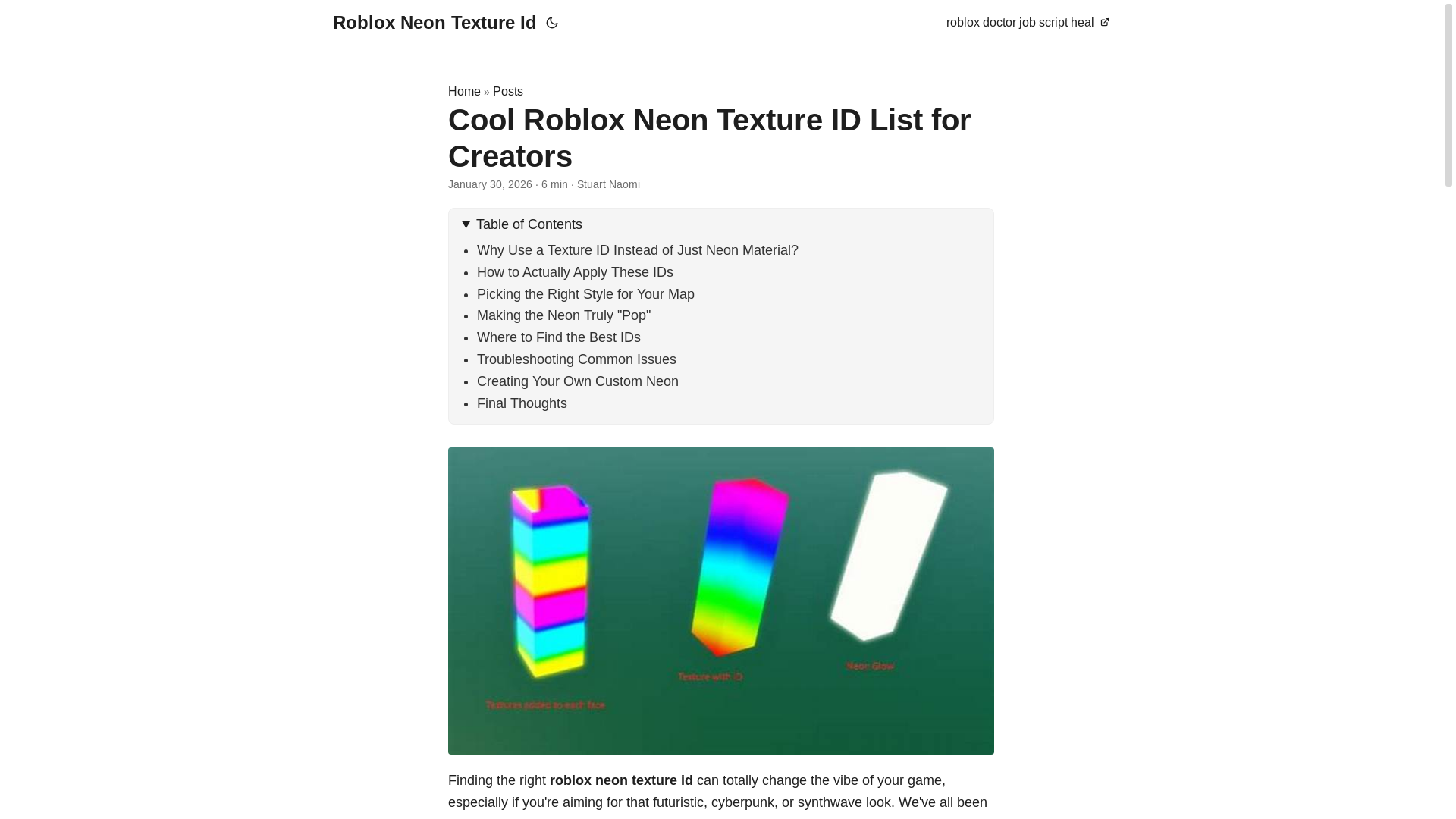 website screenshot of https://roblox-neon-texture-id.pages.dev/