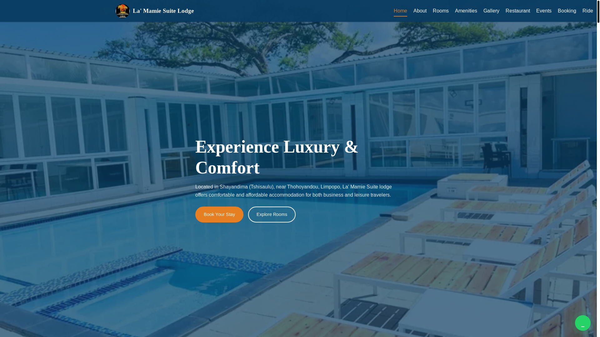 website screenshot of https://lamamiesuitelodge.com/