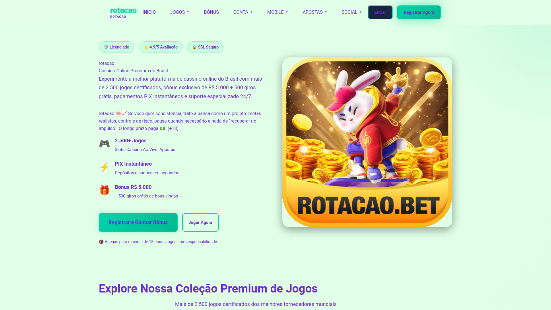 website screenshot of https://rotacaoh9.com/