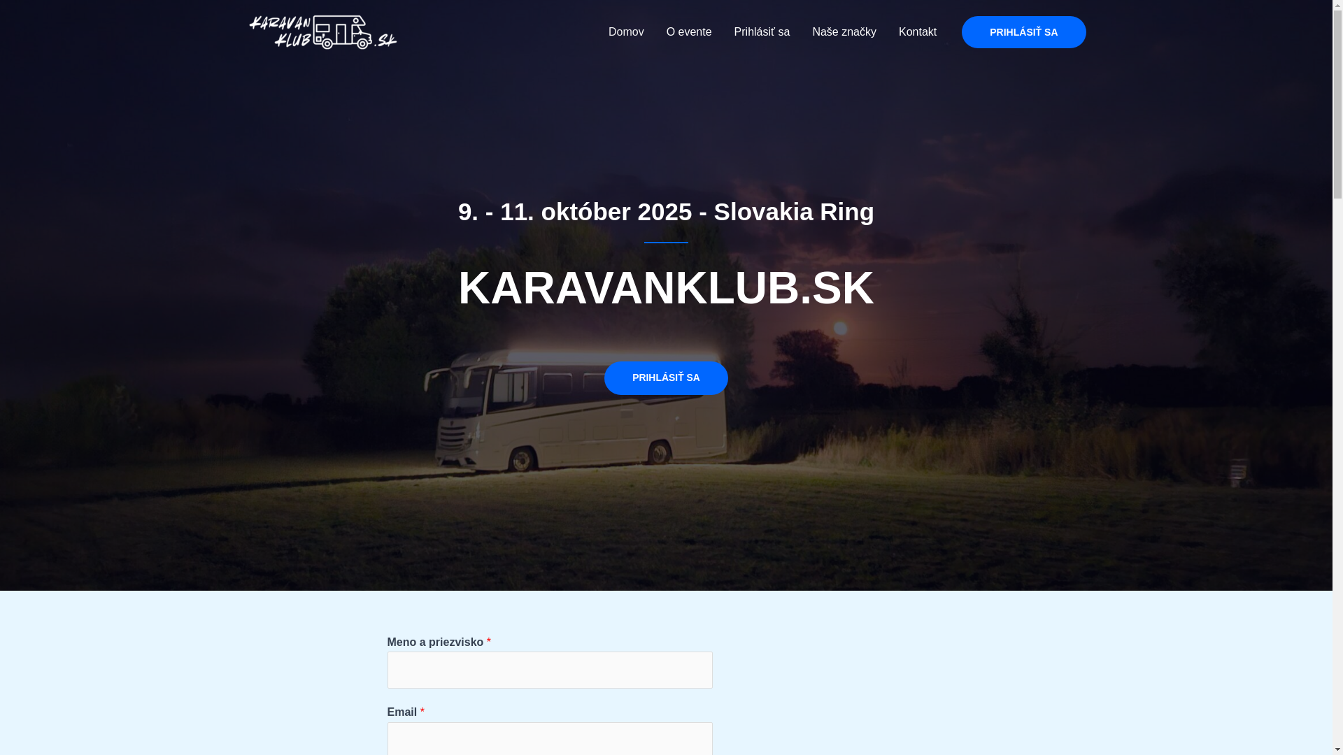 website screenshot of https://karavanklub.sk/