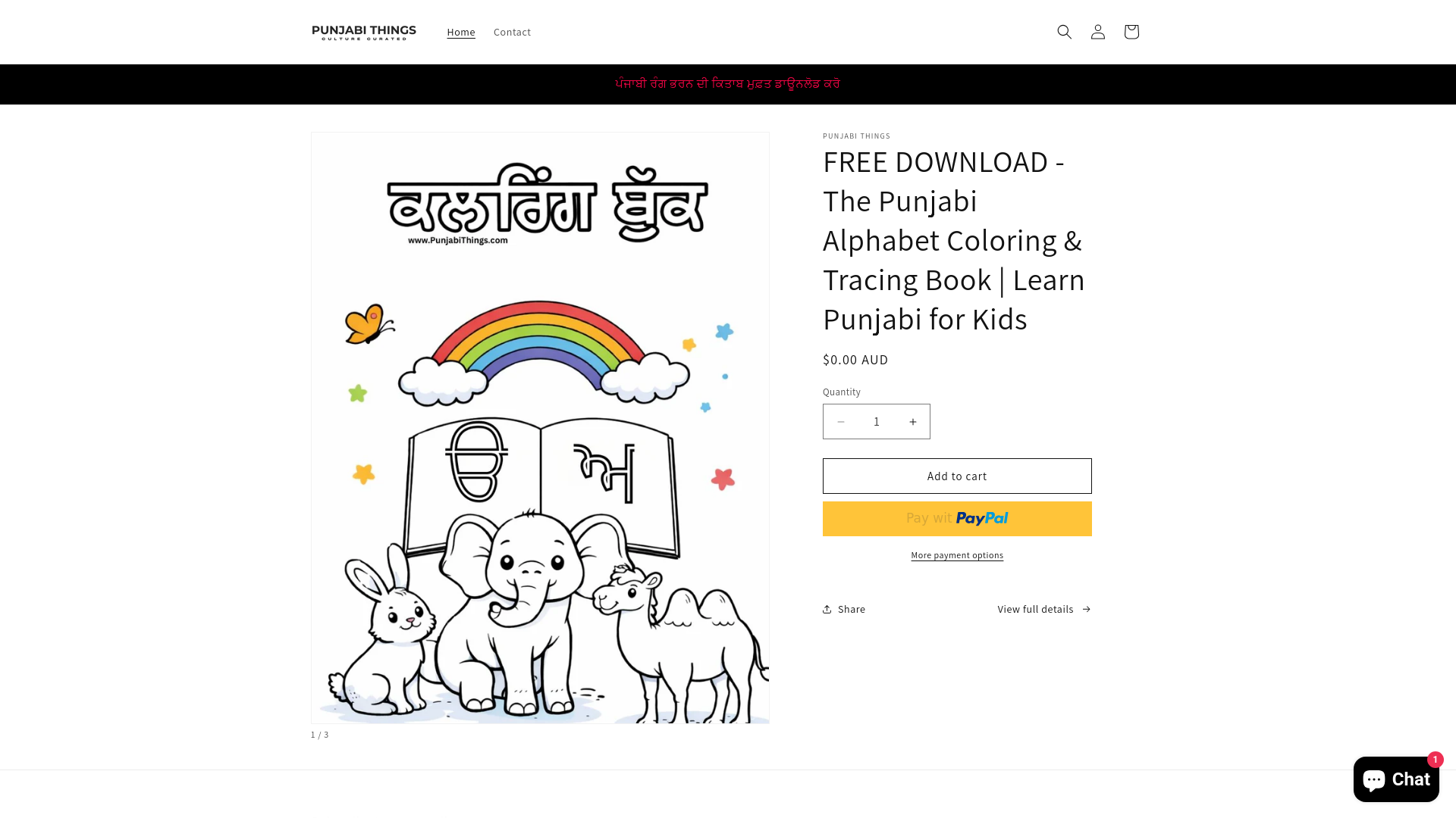 website screenshot of https://punjabithings.com/