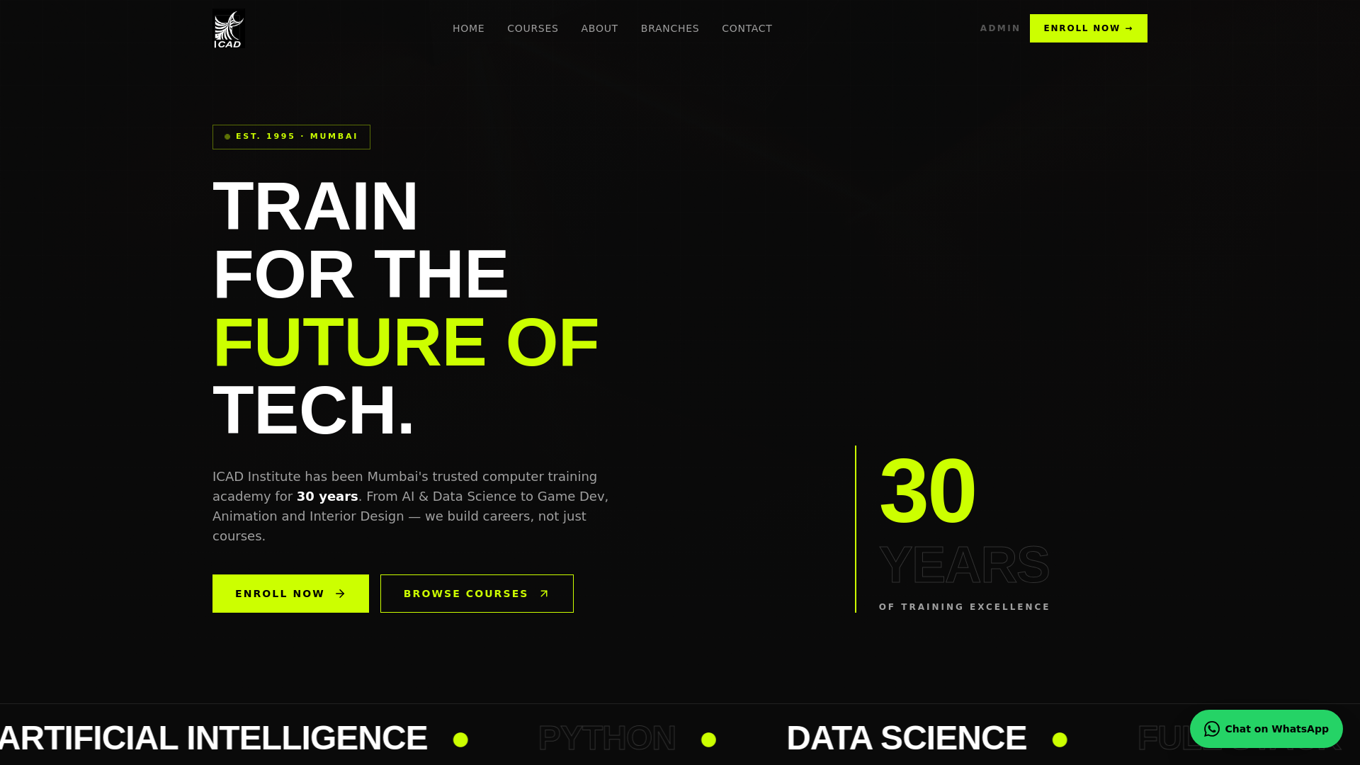 website screenshot of https://icadinstitute.online/