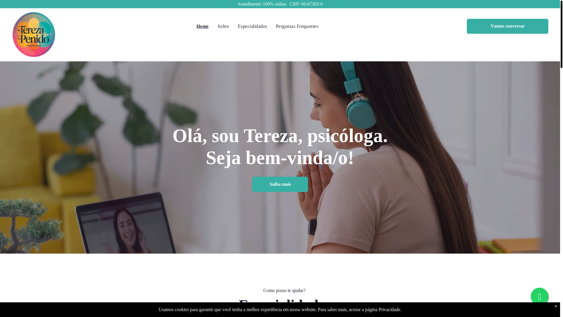 website screenshot of https://terezapenido.com.br/