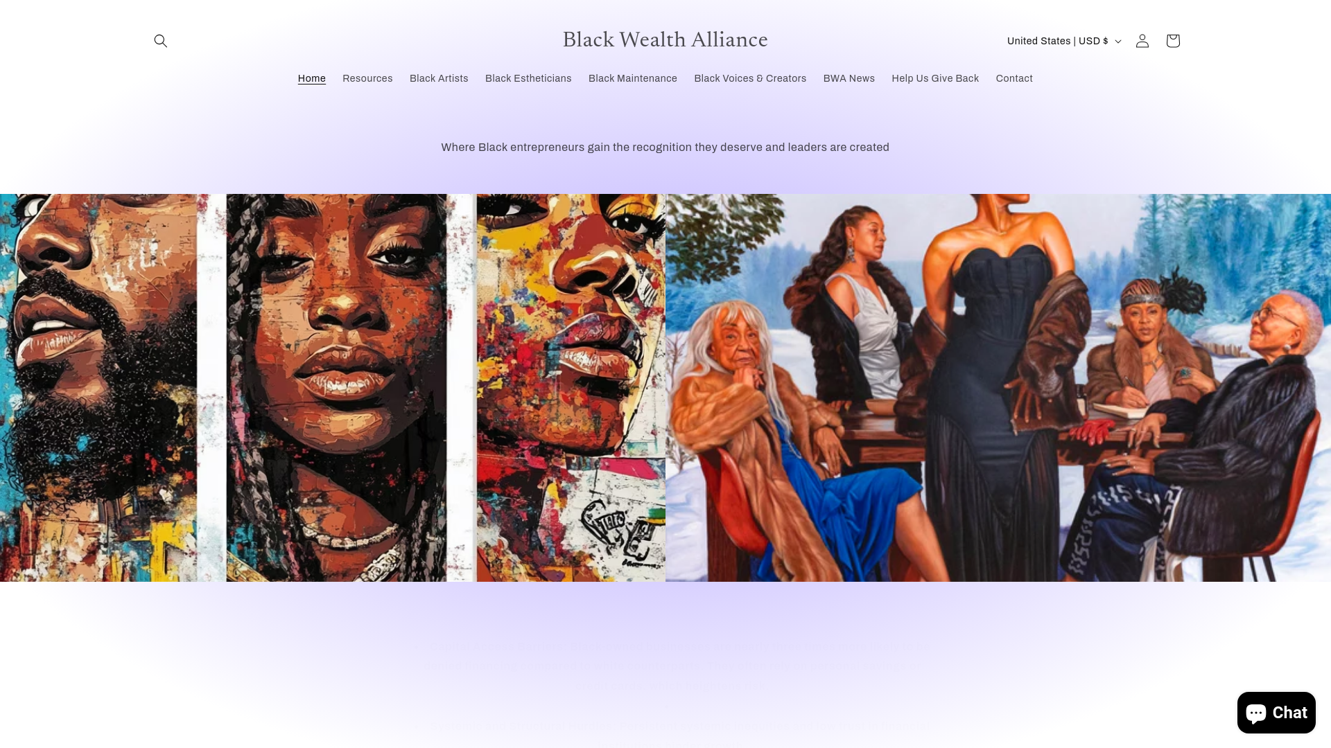 website screenshot of https://blackwealthalliancect.com
