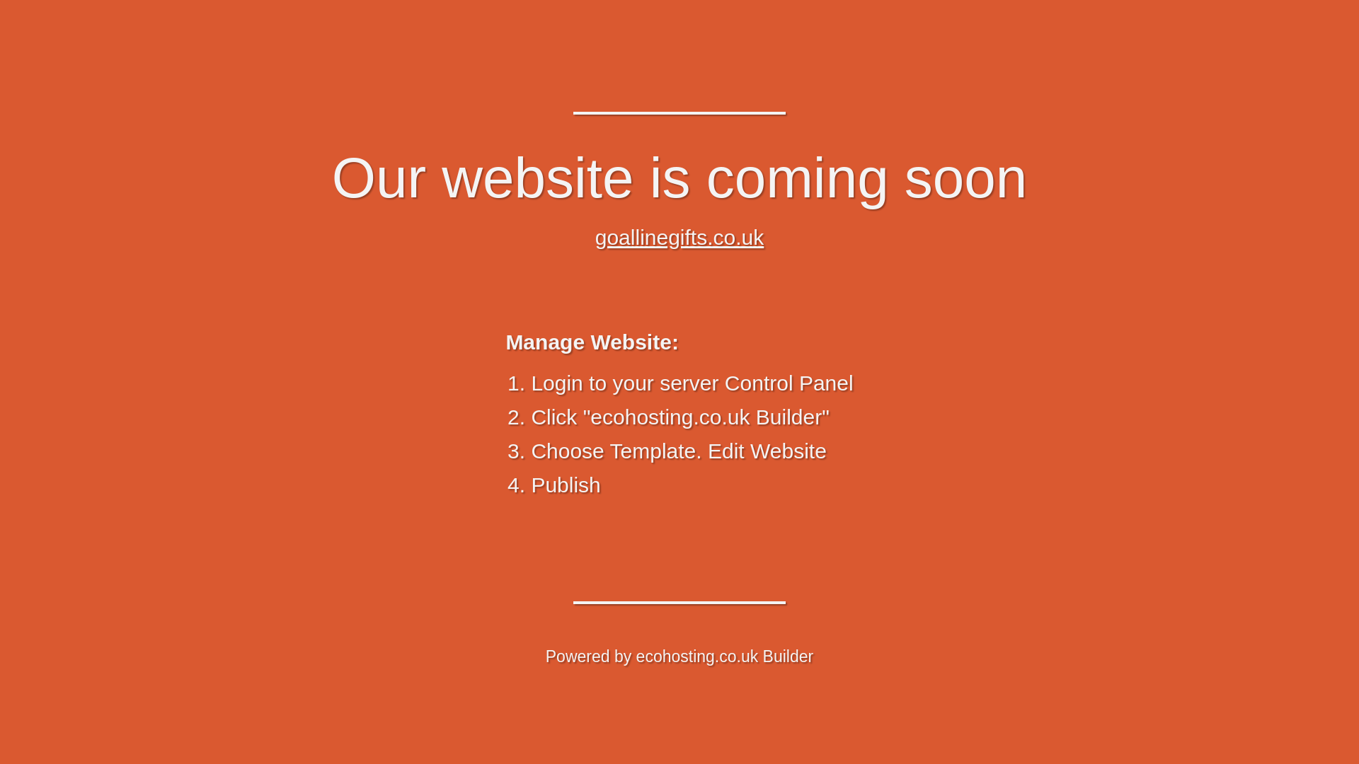 website screenshot of https://goallinegifts.co.uk