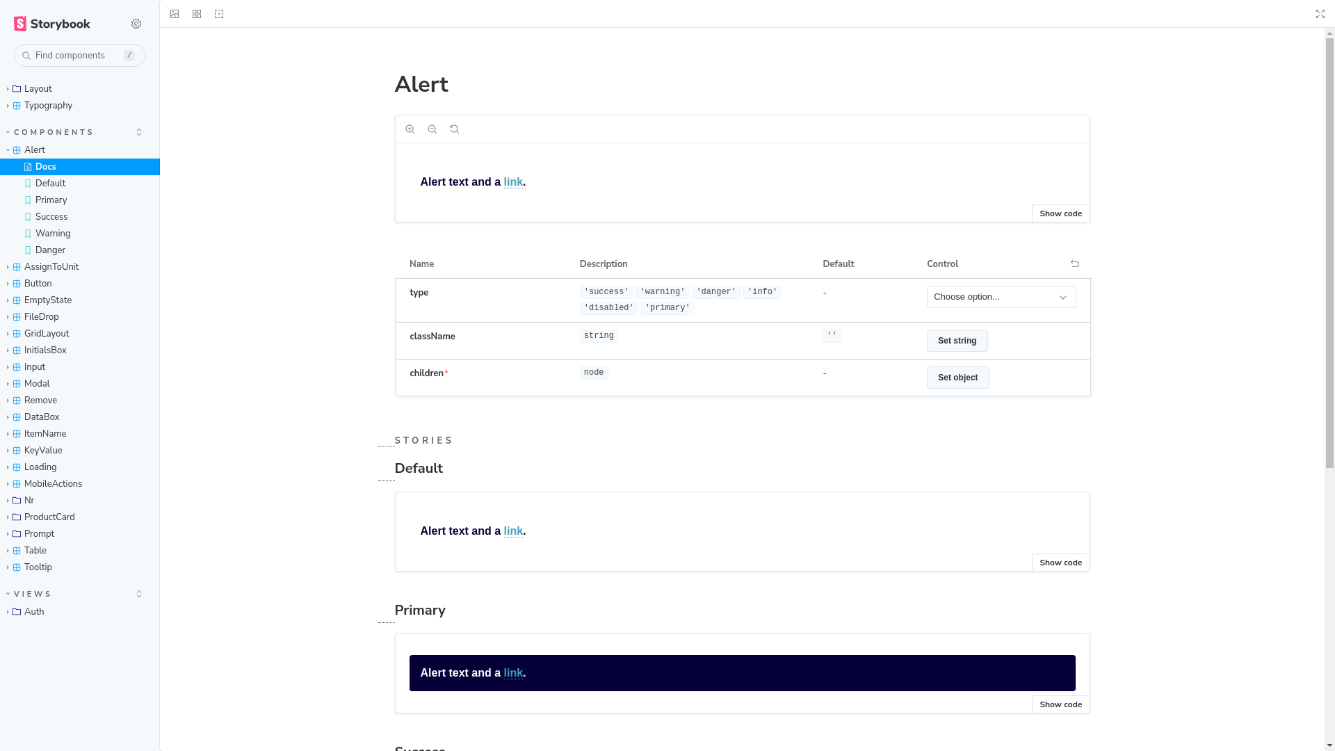 website screenshot of https://customerportal-storybook.pages.dev/