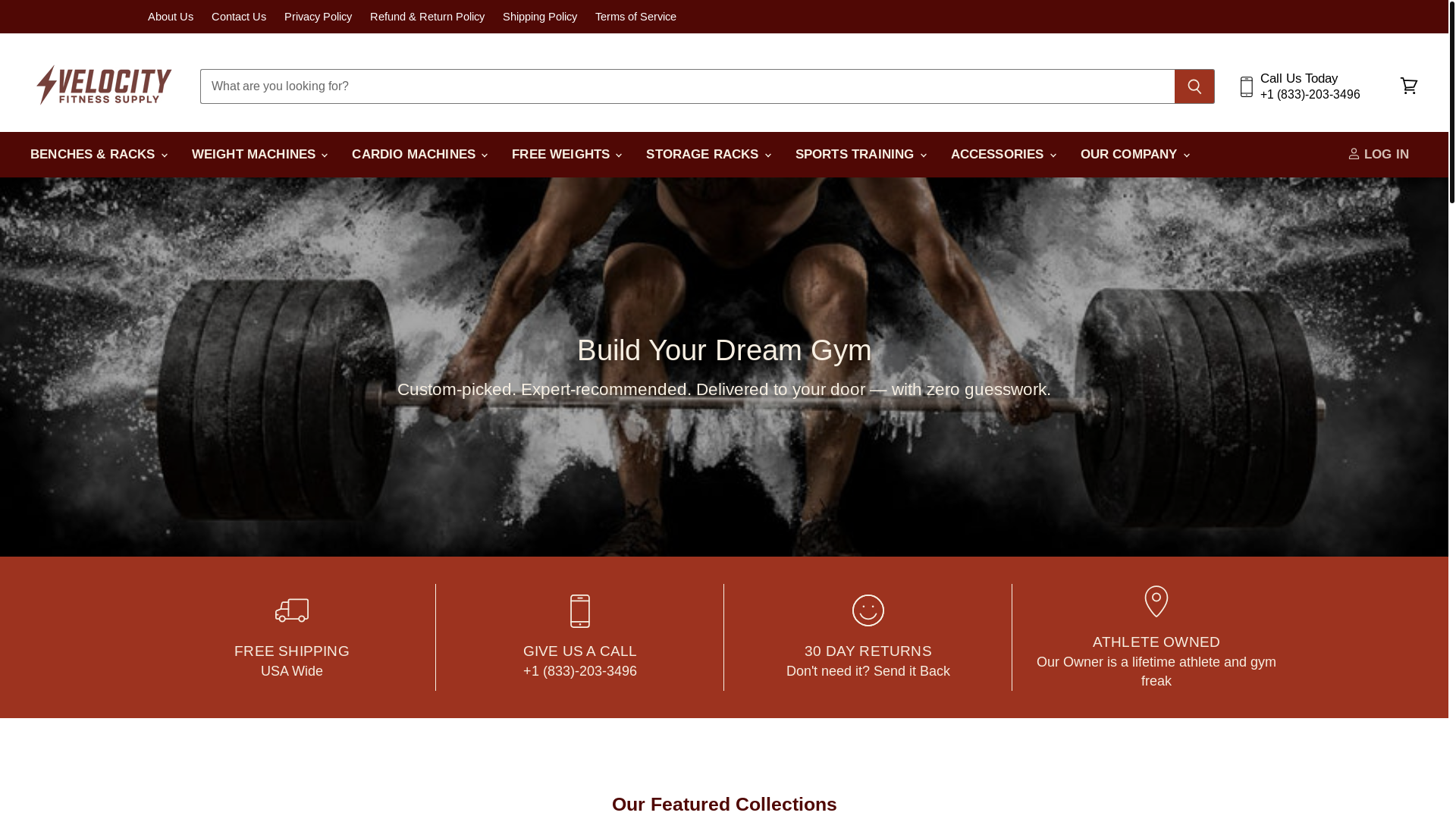 website screenshot of https://velocityfitnesssupply.shop/