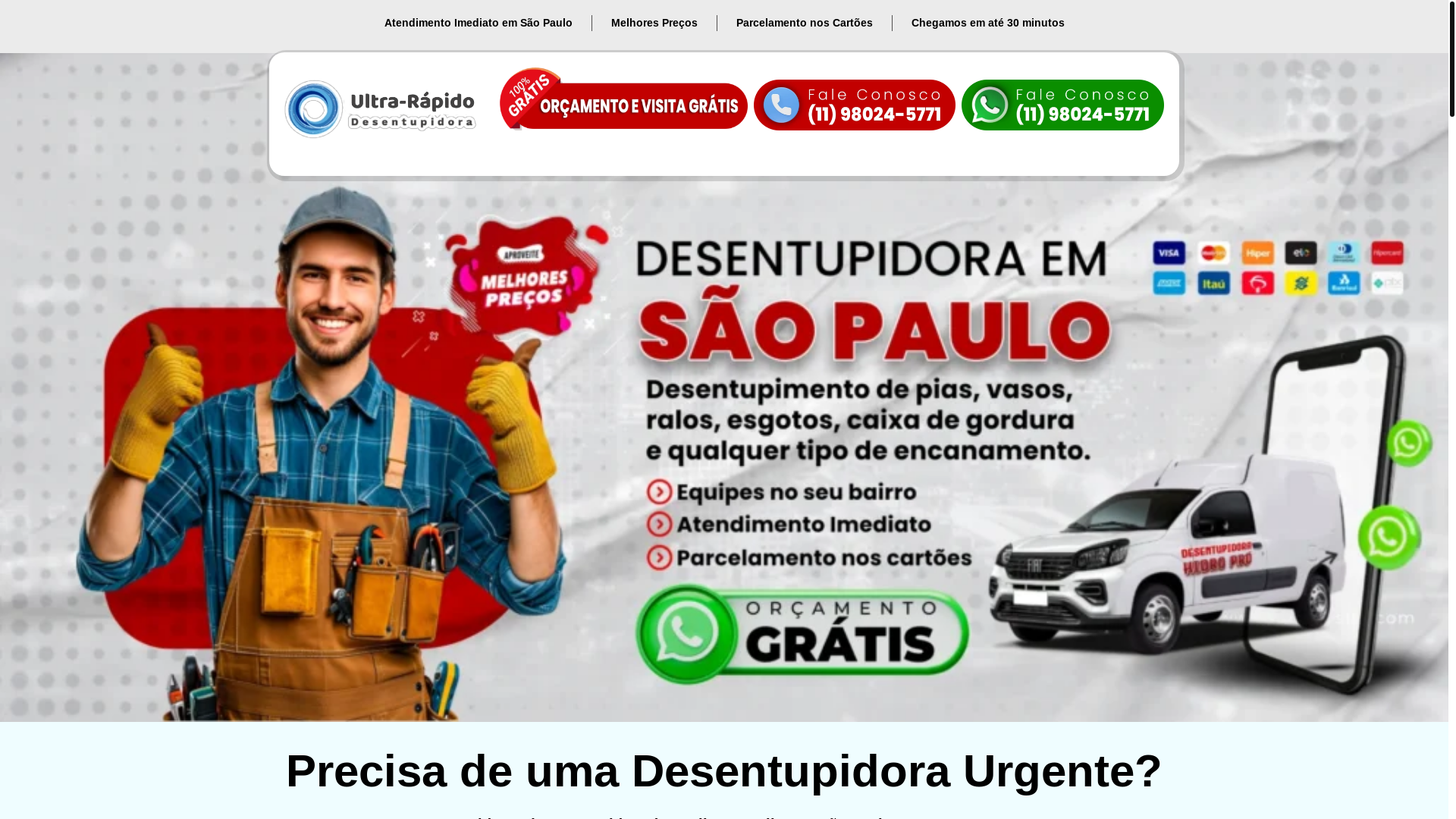 website screenshot of https://ultrarapidodesentupidora.com.br/