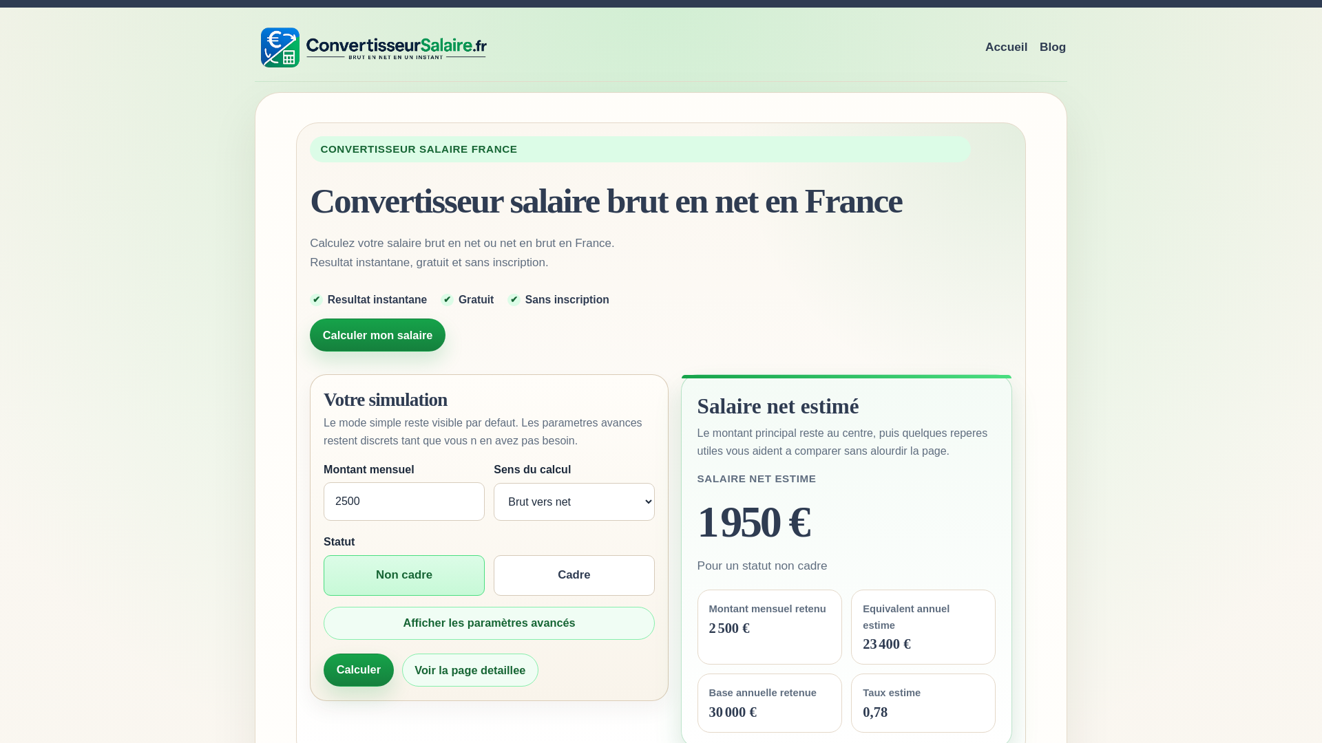 website screenshot of https://convertisseursalaire.fr/