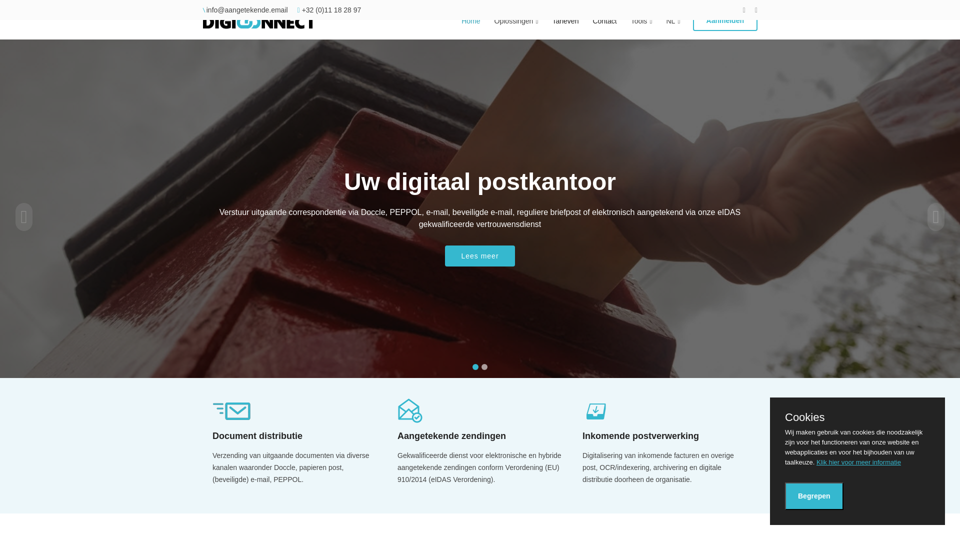 website screenshot of https://aangetekende.email/