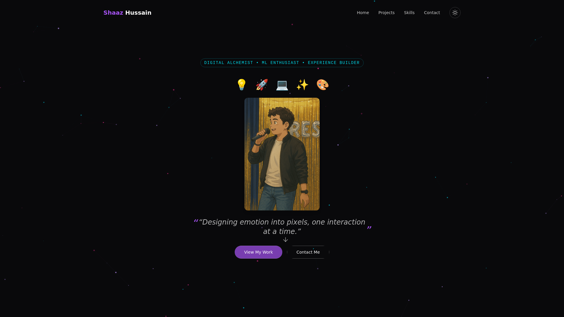 website screenshot of https://shaaz.space/