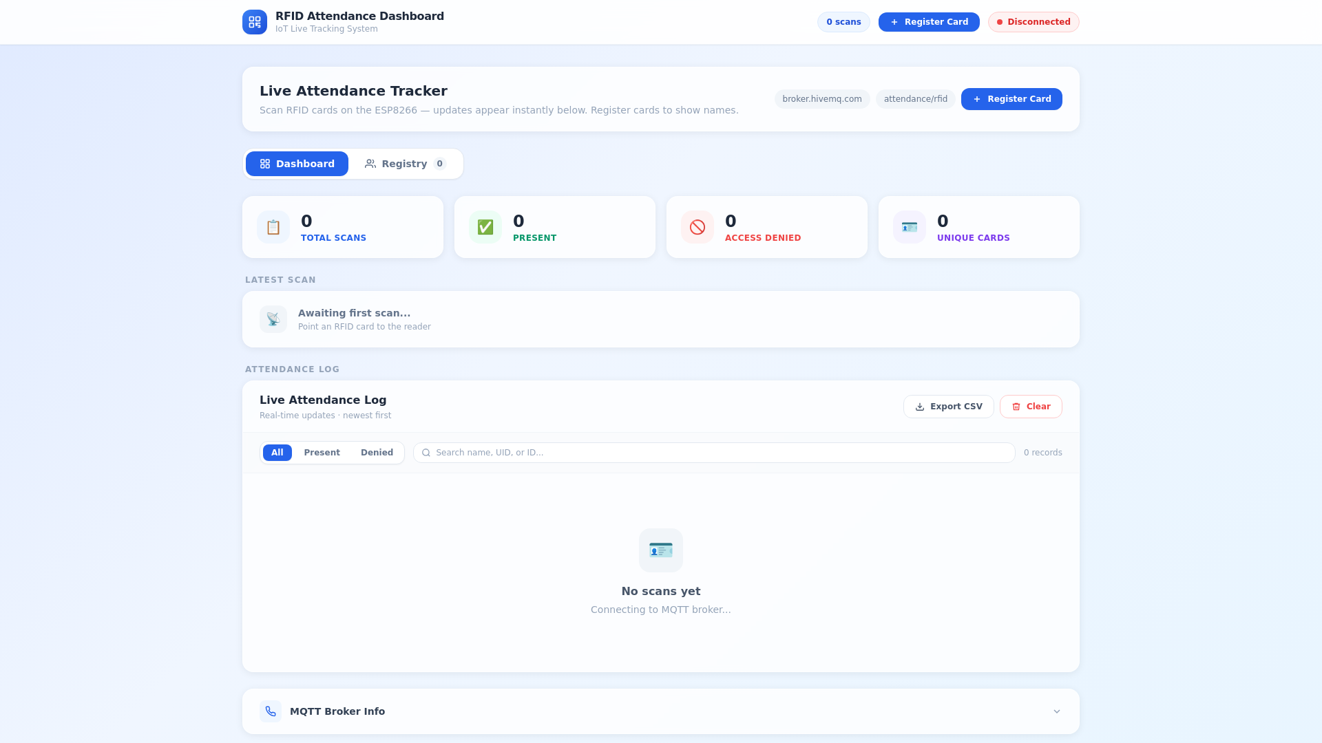 website screenshot of https://rfid-attendance-dashboard.pages.dev/