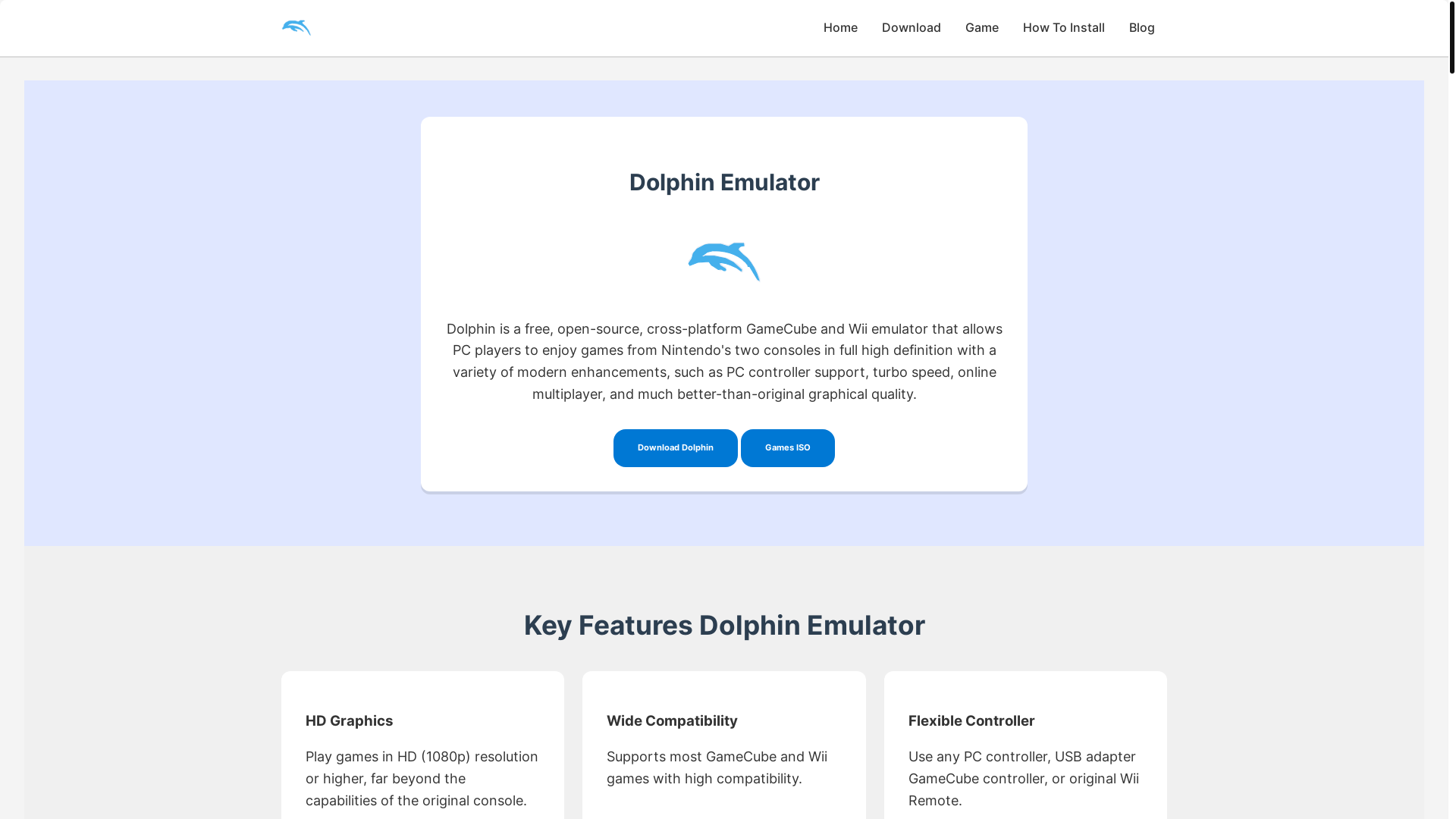 website screenshot of https://dolphinemu-web.pages.dev/