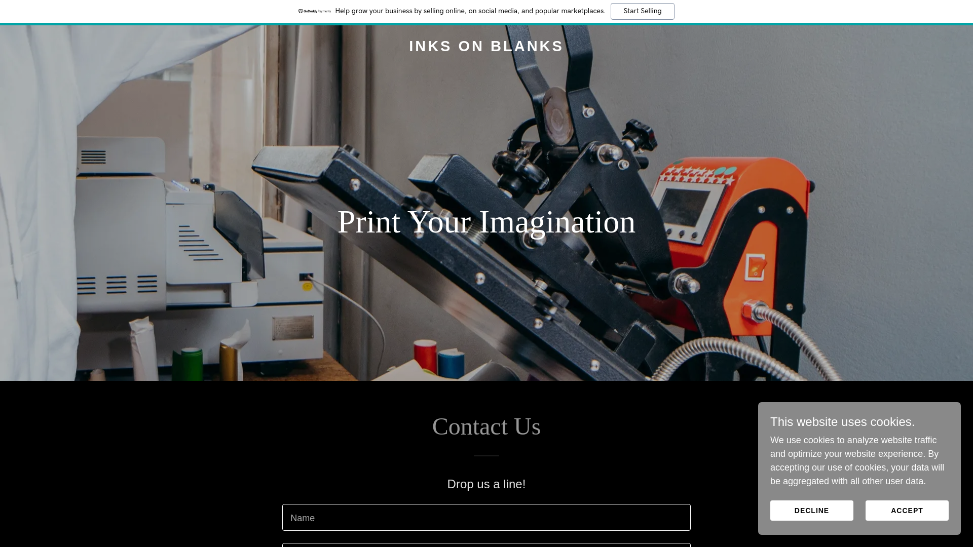 website screenshot of https://inksonblanks.com/