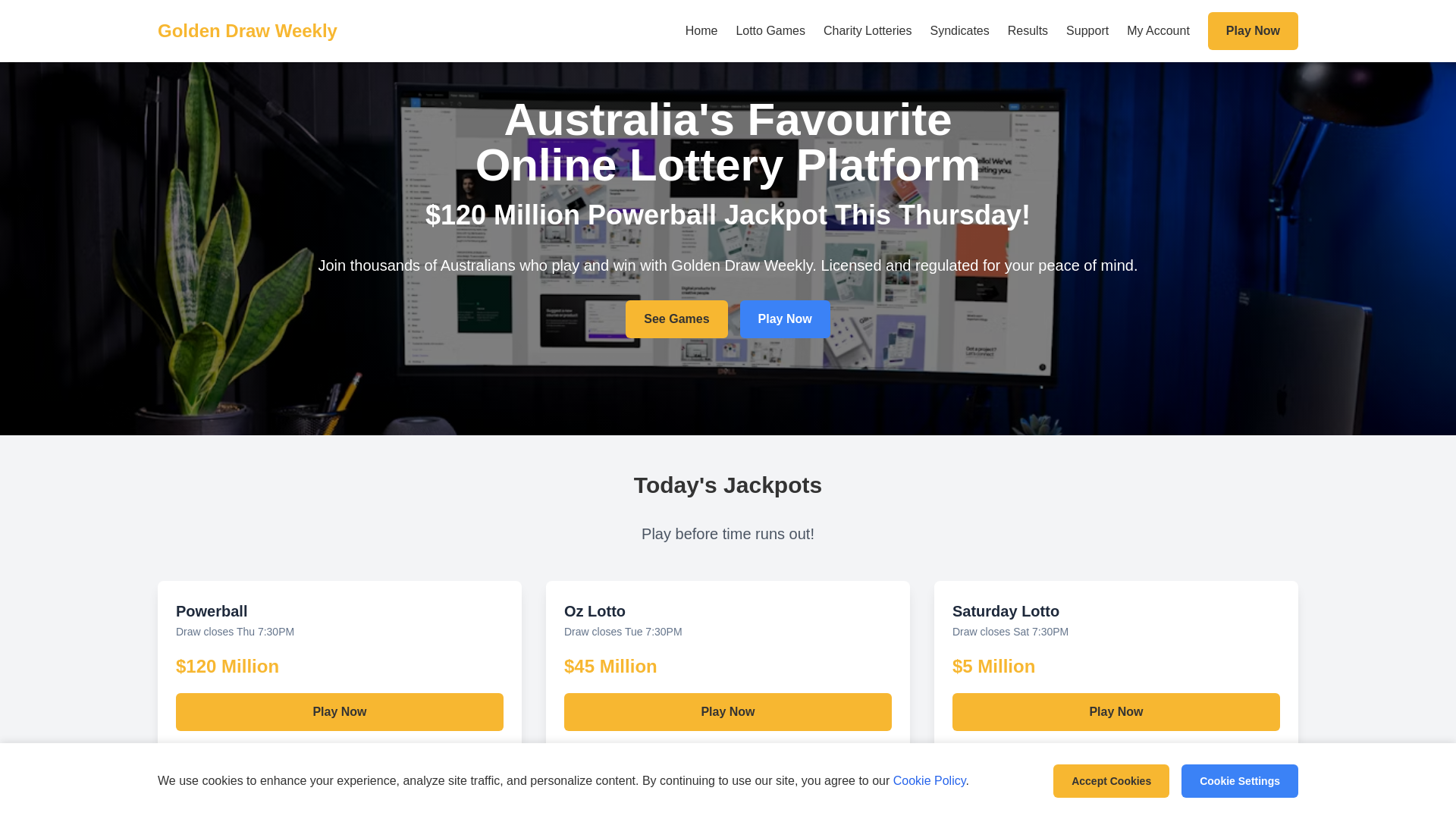 website screenshot of https://luckydrawaustralia.com