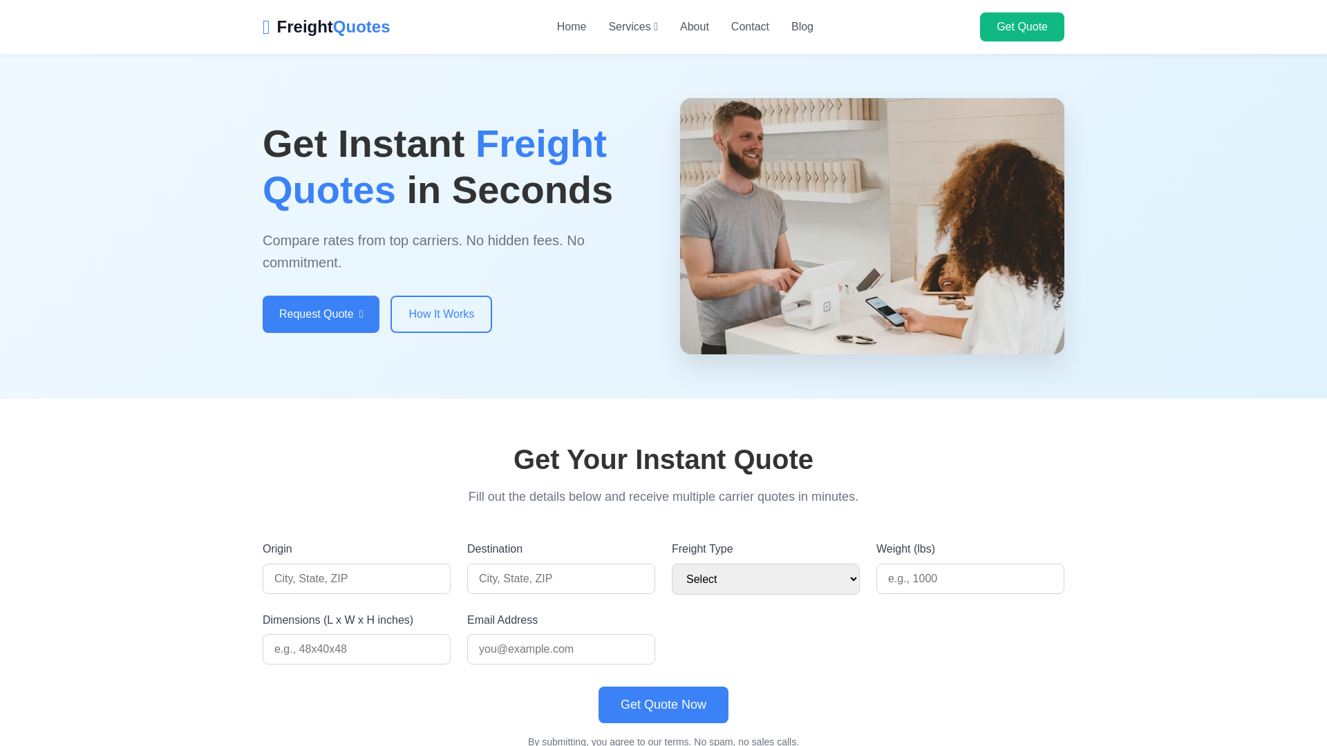 website screenshot of https://freight-quotes-platform.pages.dev/