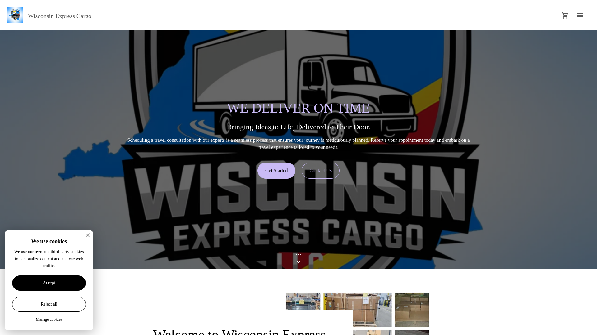 website screenshot of https://wisconsinexpresscargo.com