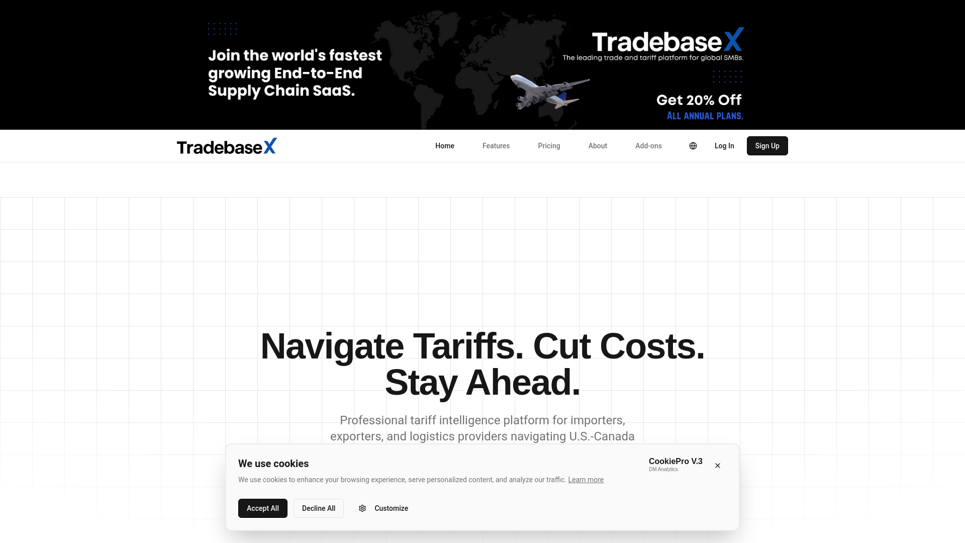 website screenshot of https://tradebasex.com/