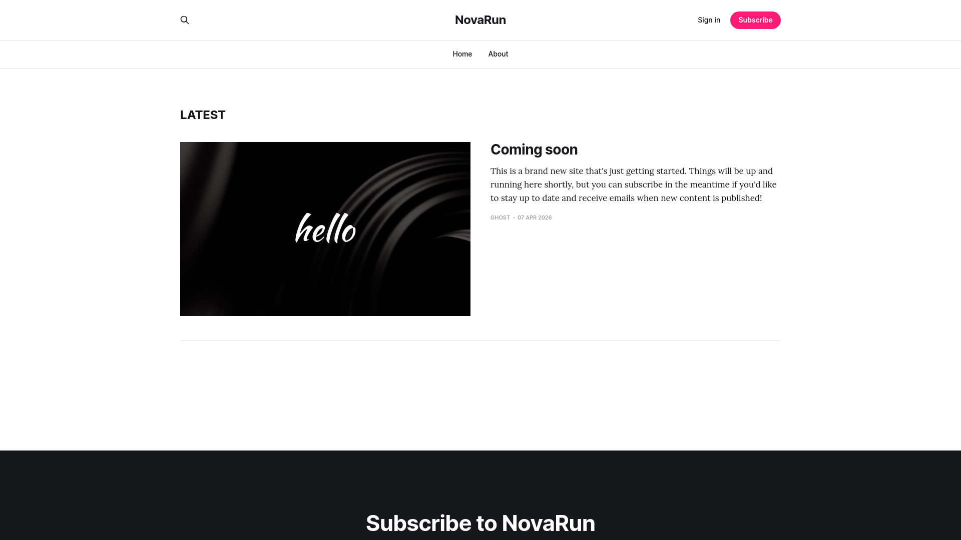 website screenshot of https://novarun.site/