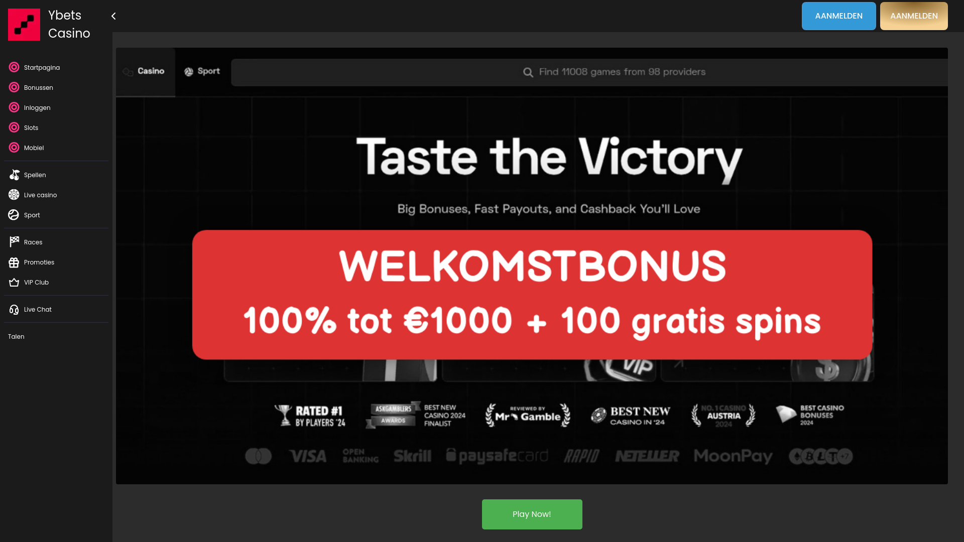 website screenshot of https://ybets-casino-nl.pages.dev/