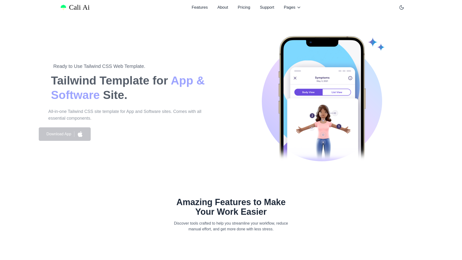 website screenshot of https://caliai.pages.dev/