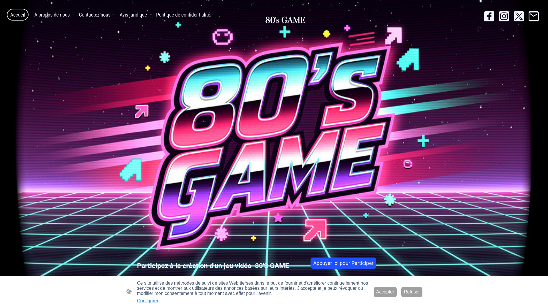 website screenshot of https://80sgame.fr/