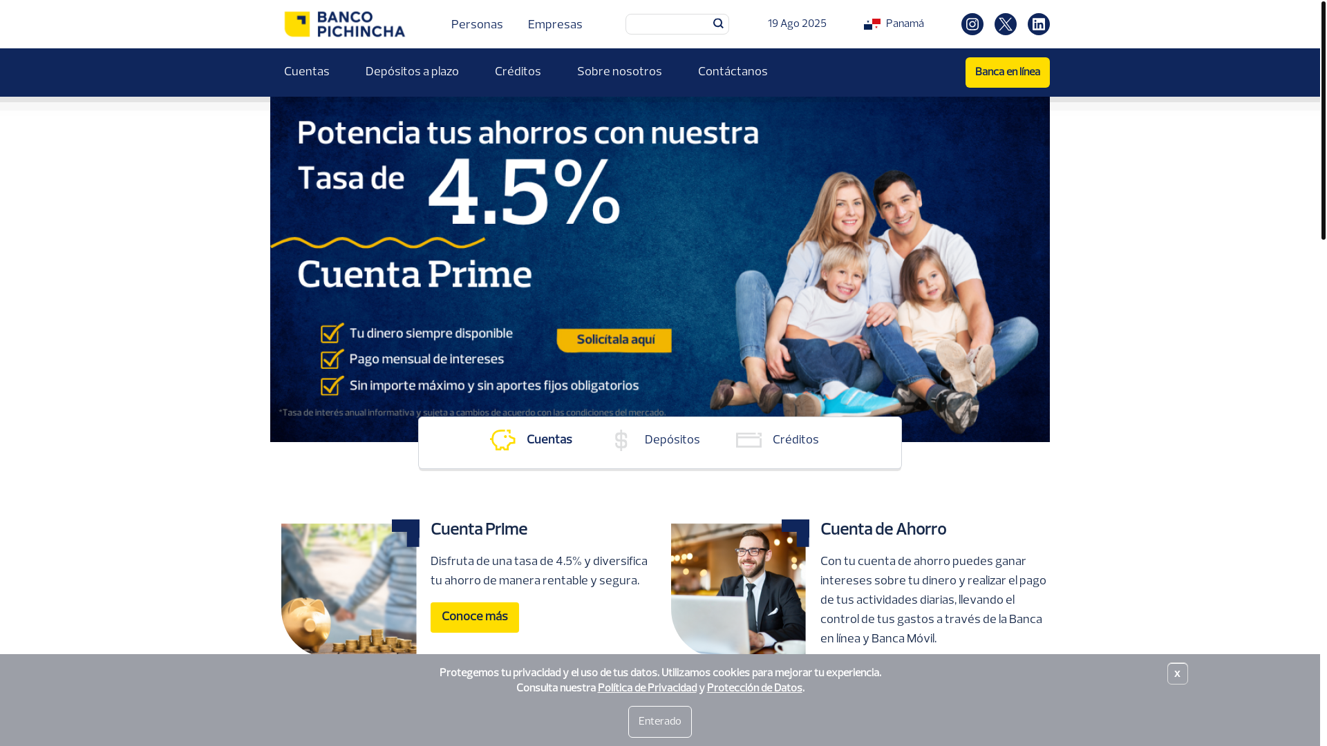 website screenshot of https://www.pichinchapanama.com/